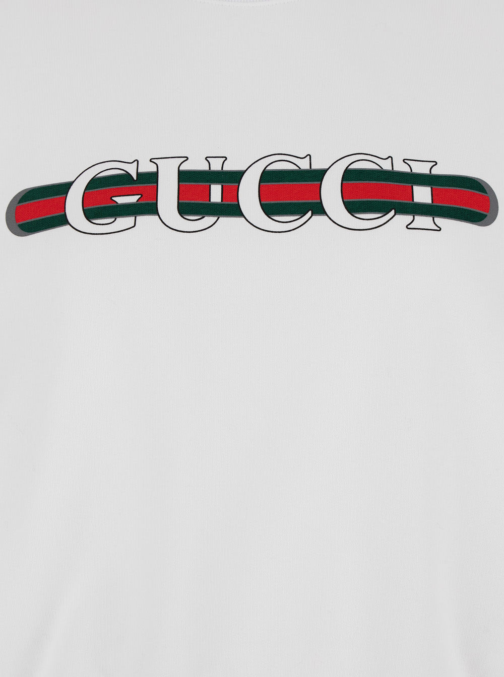Gucci Women White Crewneck Sweatshirt With Logo Print And Web Detail In Cotton Woman - 3