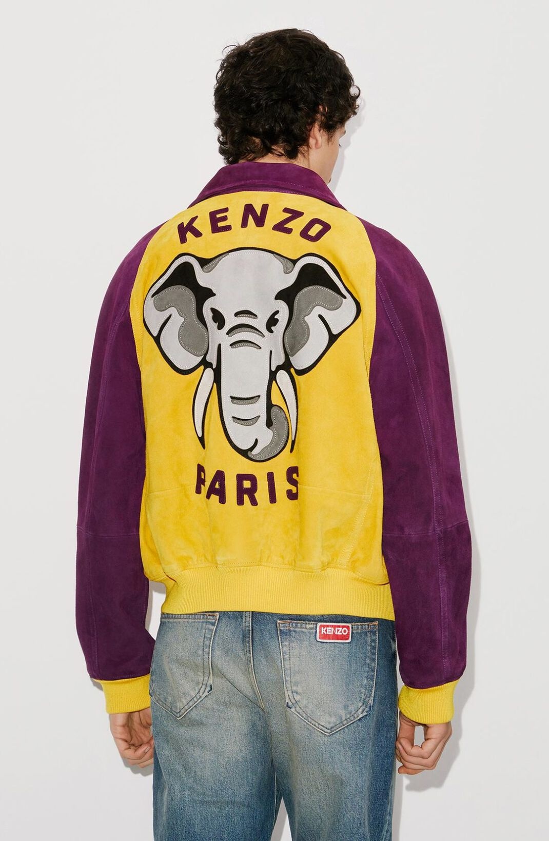 'KENZO Elephant' suede varsity jacket - 3