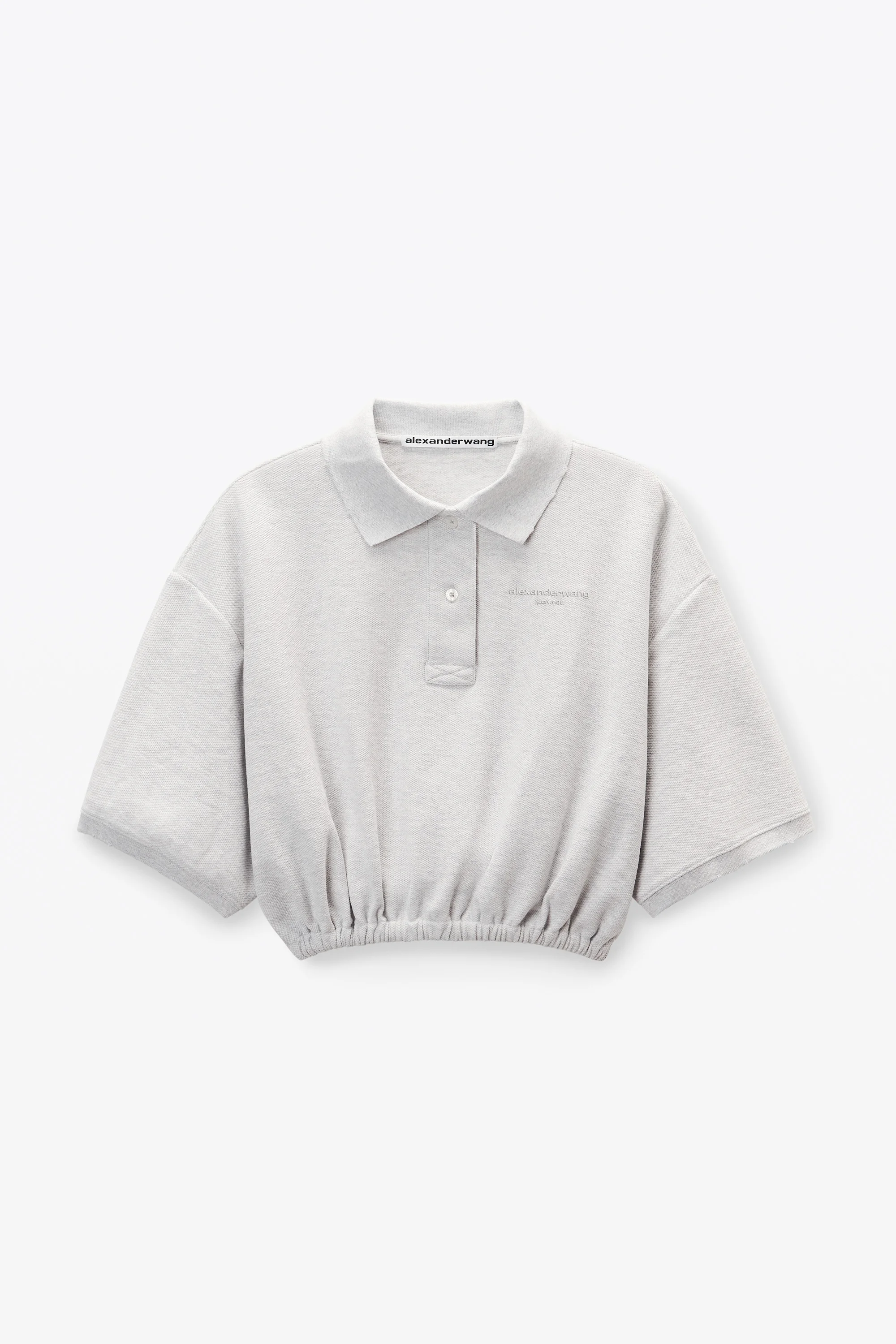 light grey striped pique polo - 1