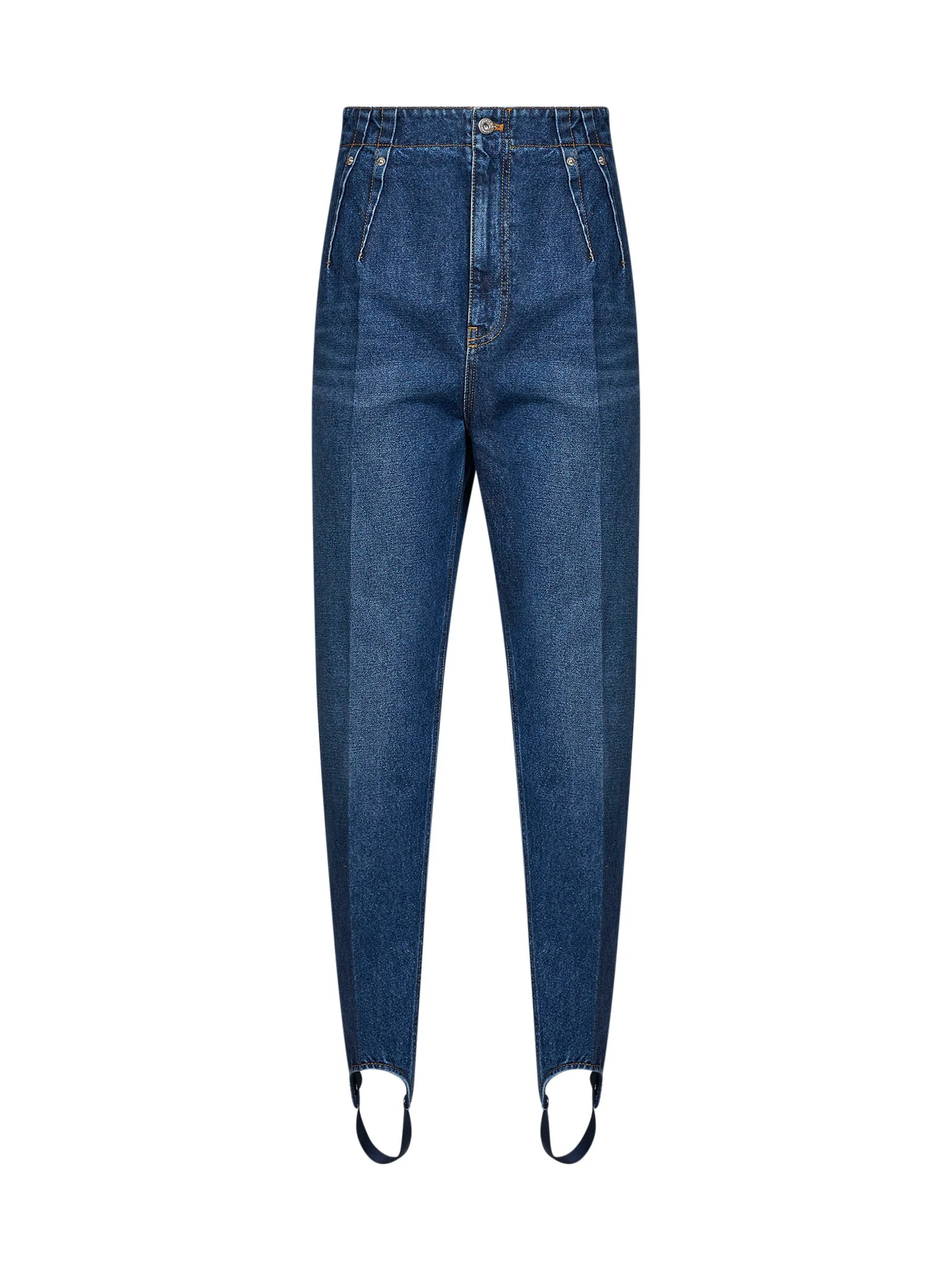 Blue denim cigarette jeans with stirrups - 1