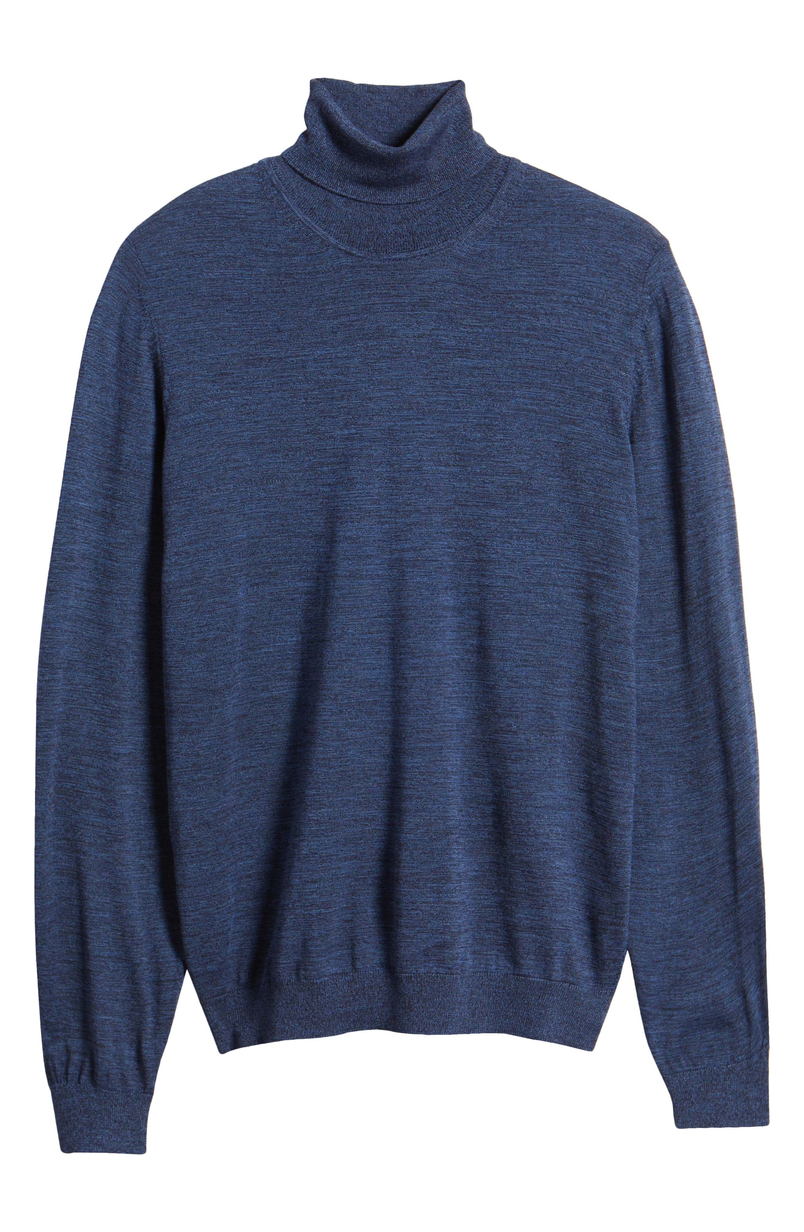 BOSS Musso Virgin Wool Turtleneck Sweater in Bright Blue at Nordstrom - 5