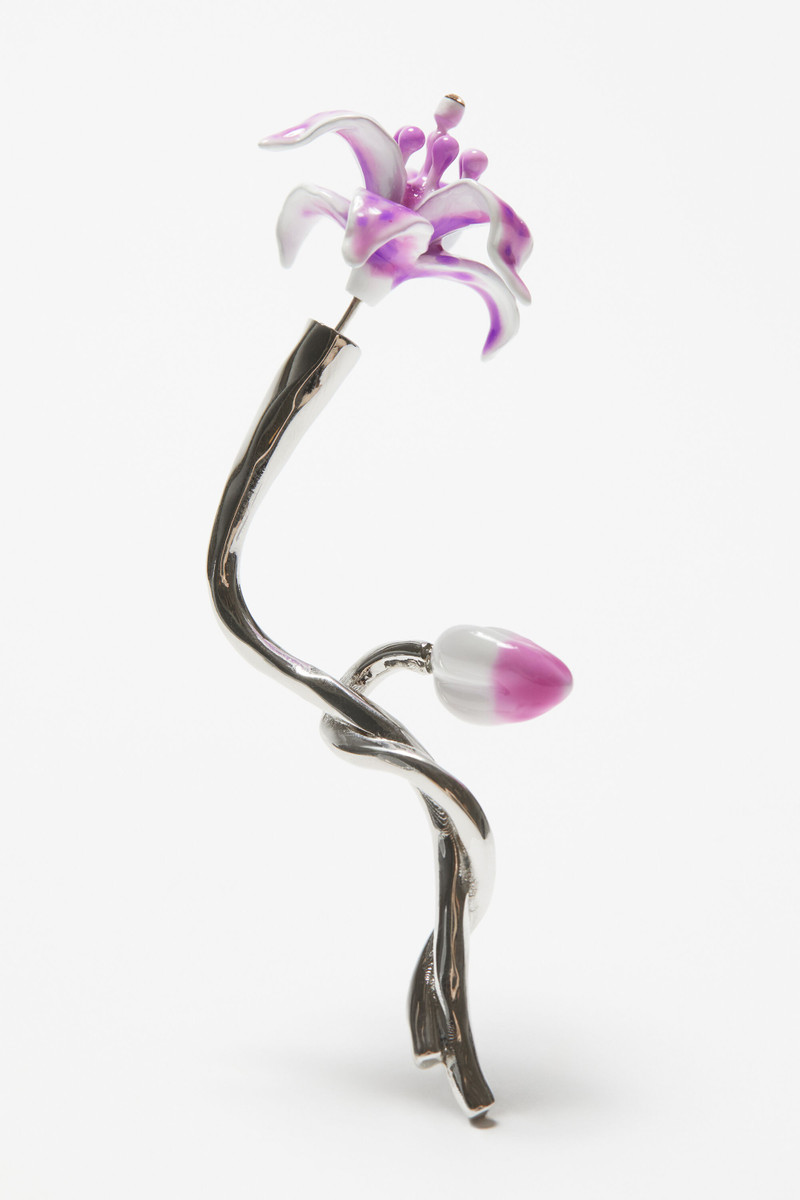 Flower earring - Silver/purple 3