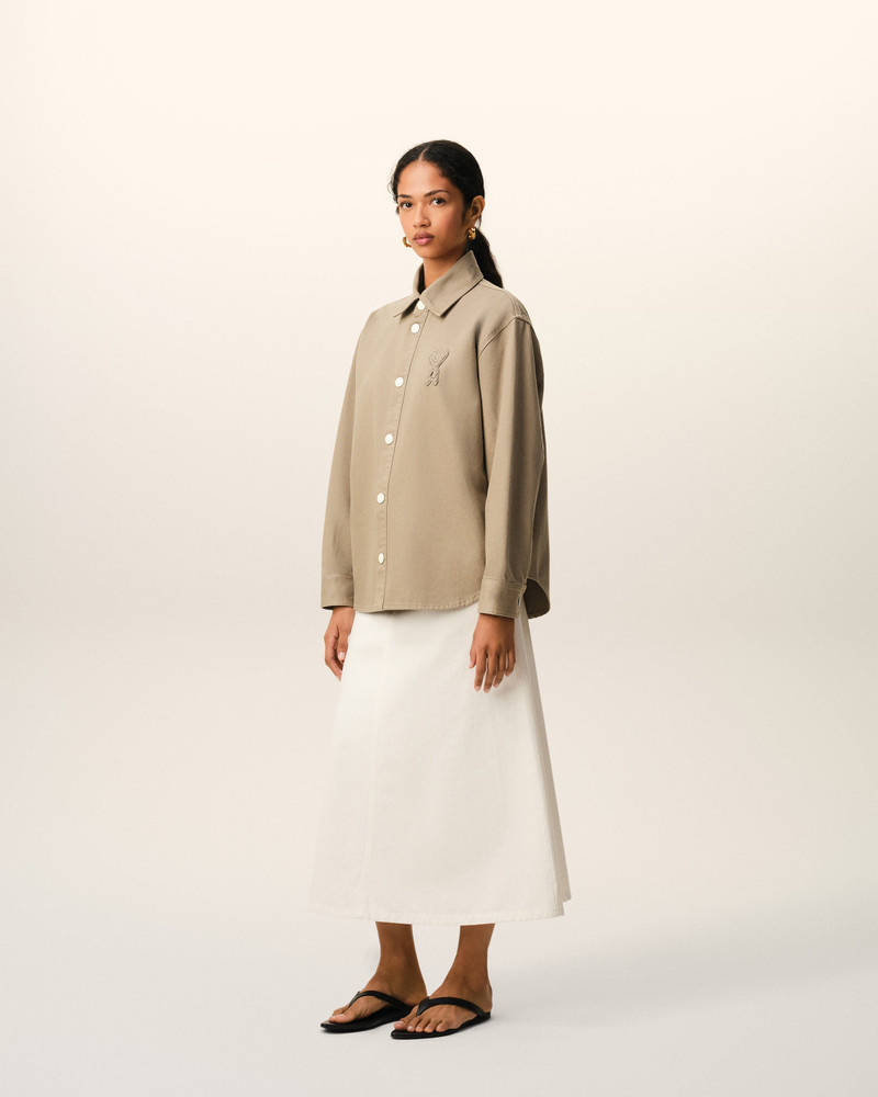 BEIGE COTTON KNITTED AMI DE COEUR OVERSHIRT 6
