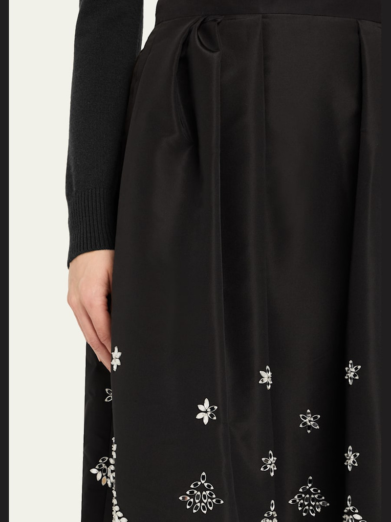 Oscar de la Renta Fern Embroidered Midi Party Skirt outlook