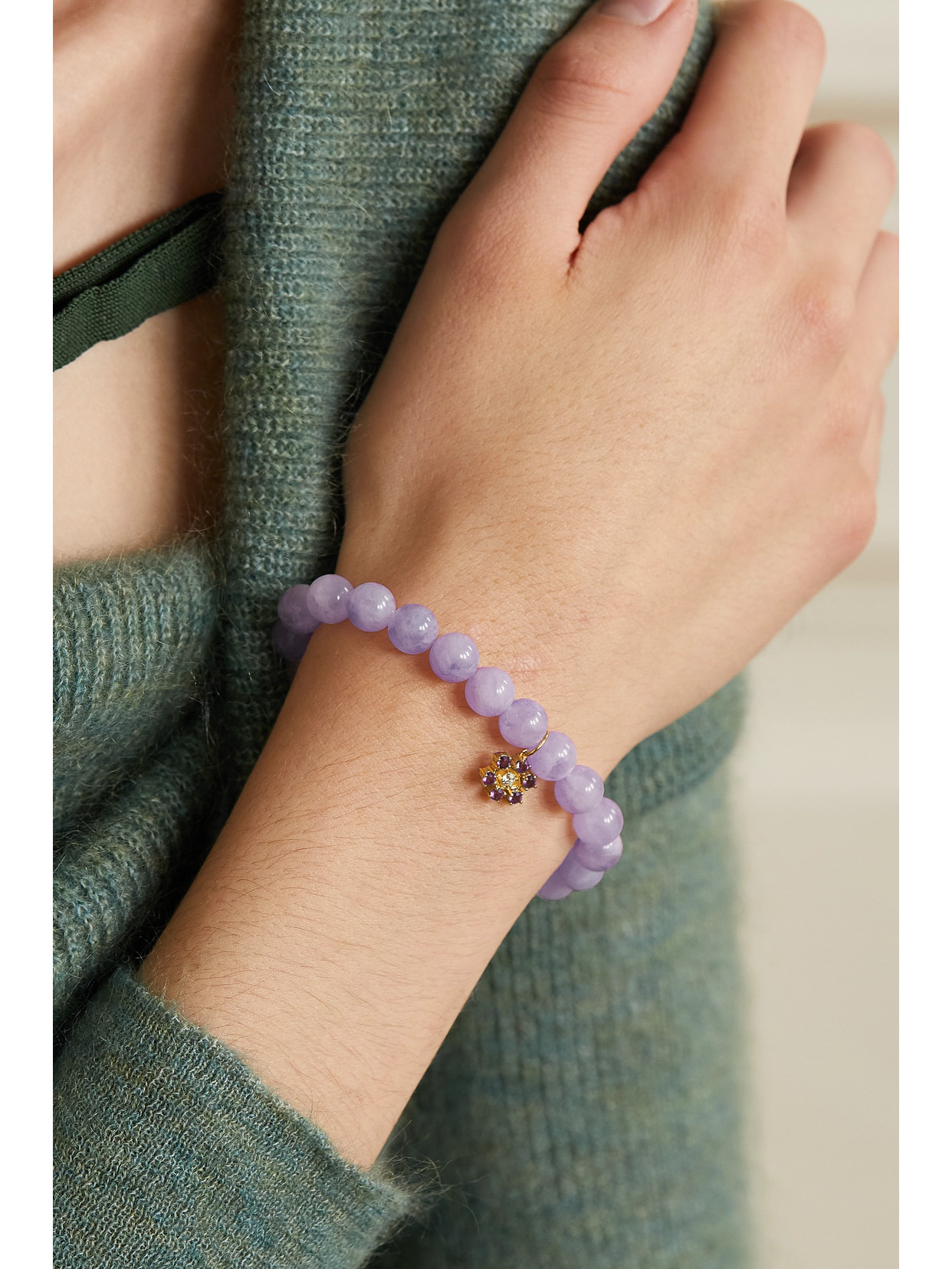 Evil Eye 14-karat Gold, Amethyst And Diamond Bracelet - 2