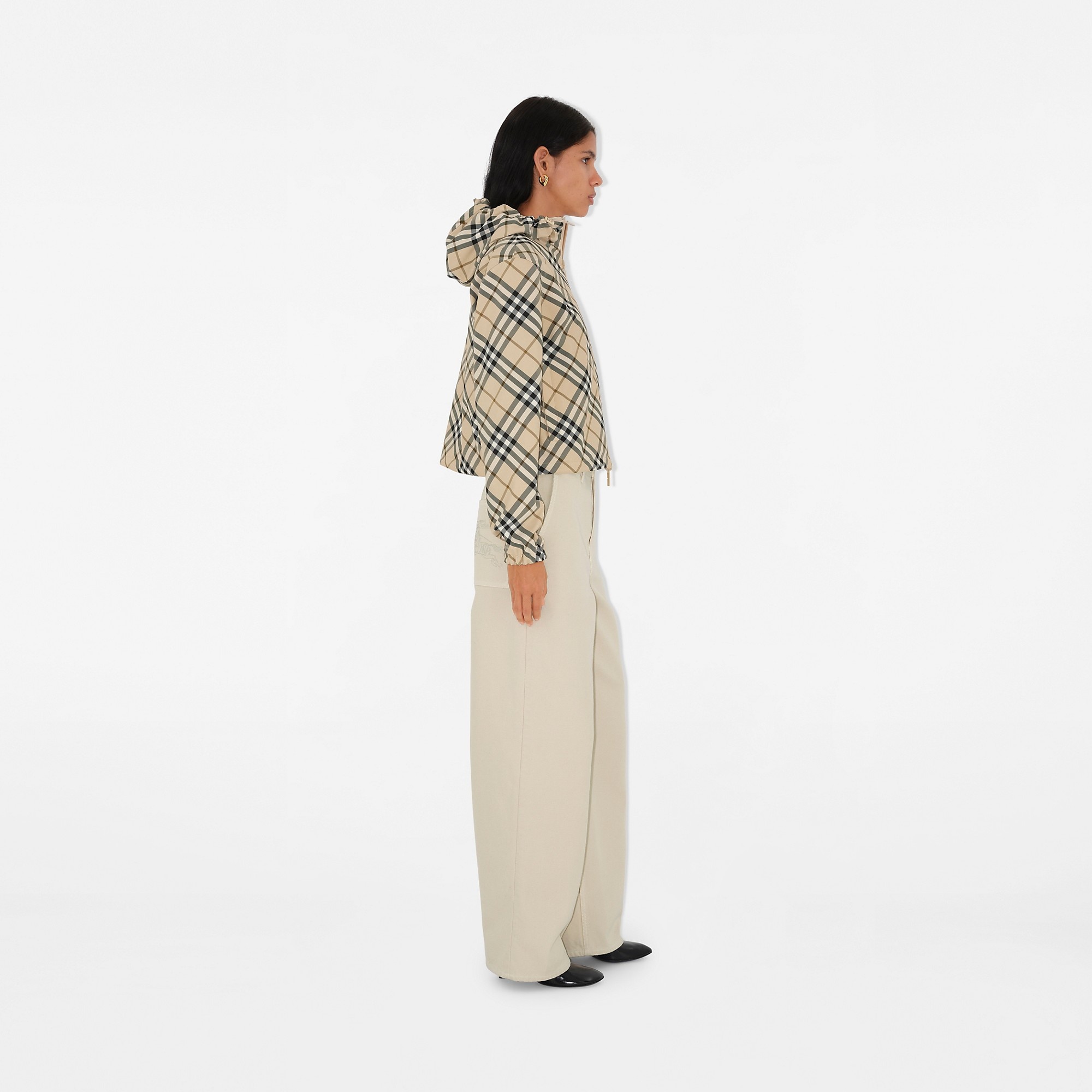 Cropped Reversible Check Jacket - 4