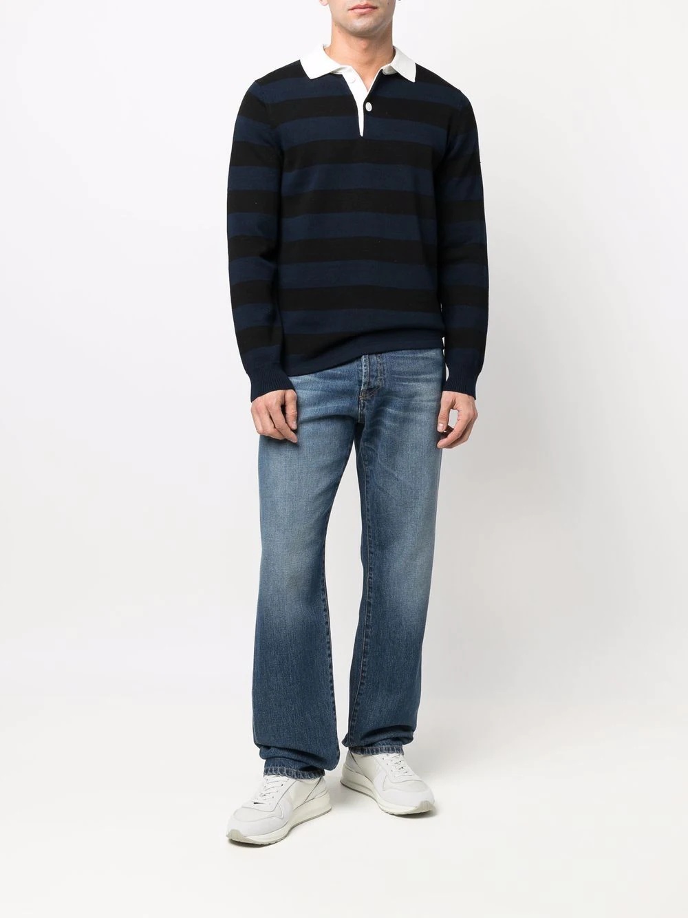 horizontal-stripe polo jumper - 2