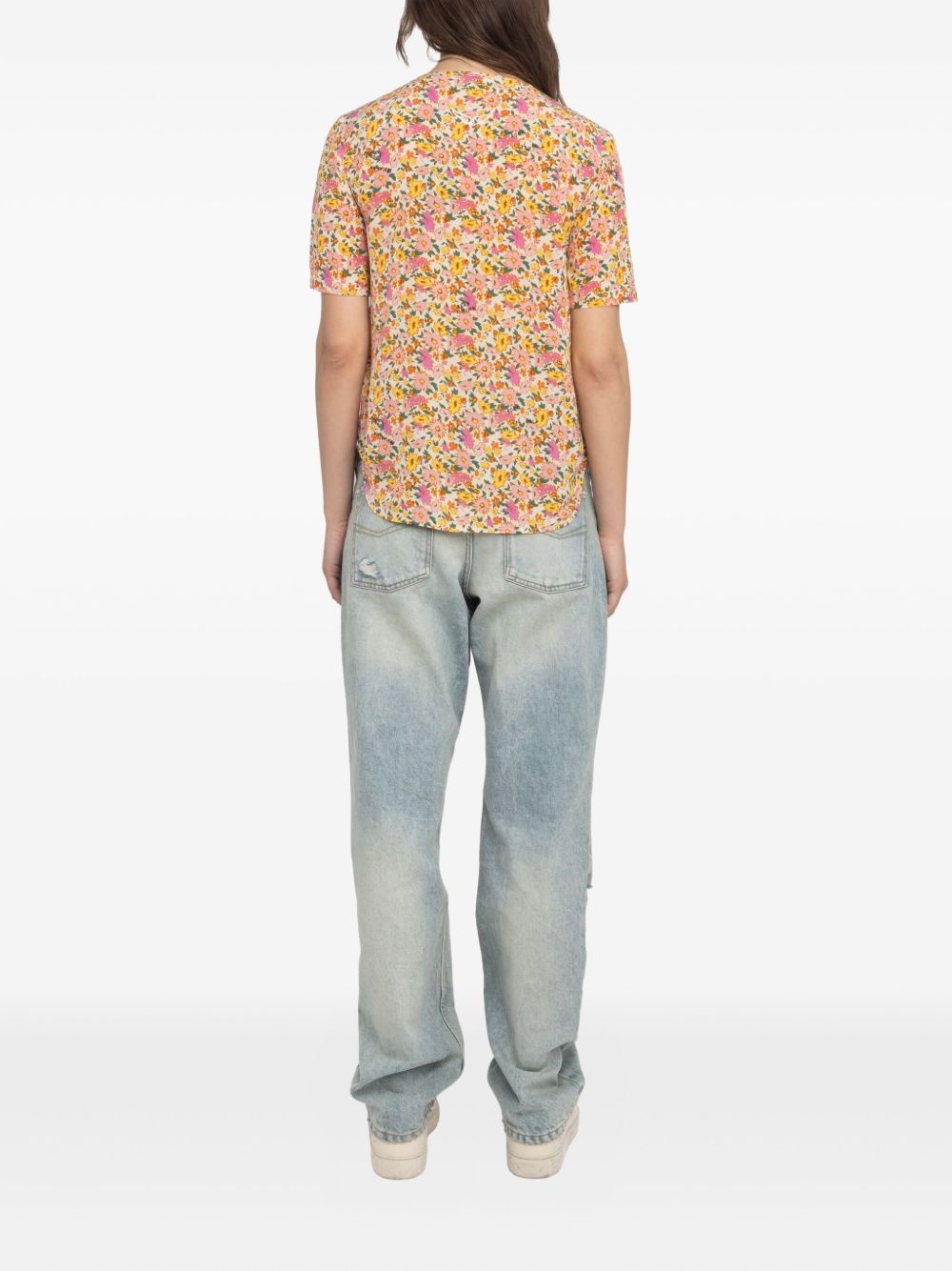 floral-print short-sleeve top - 3