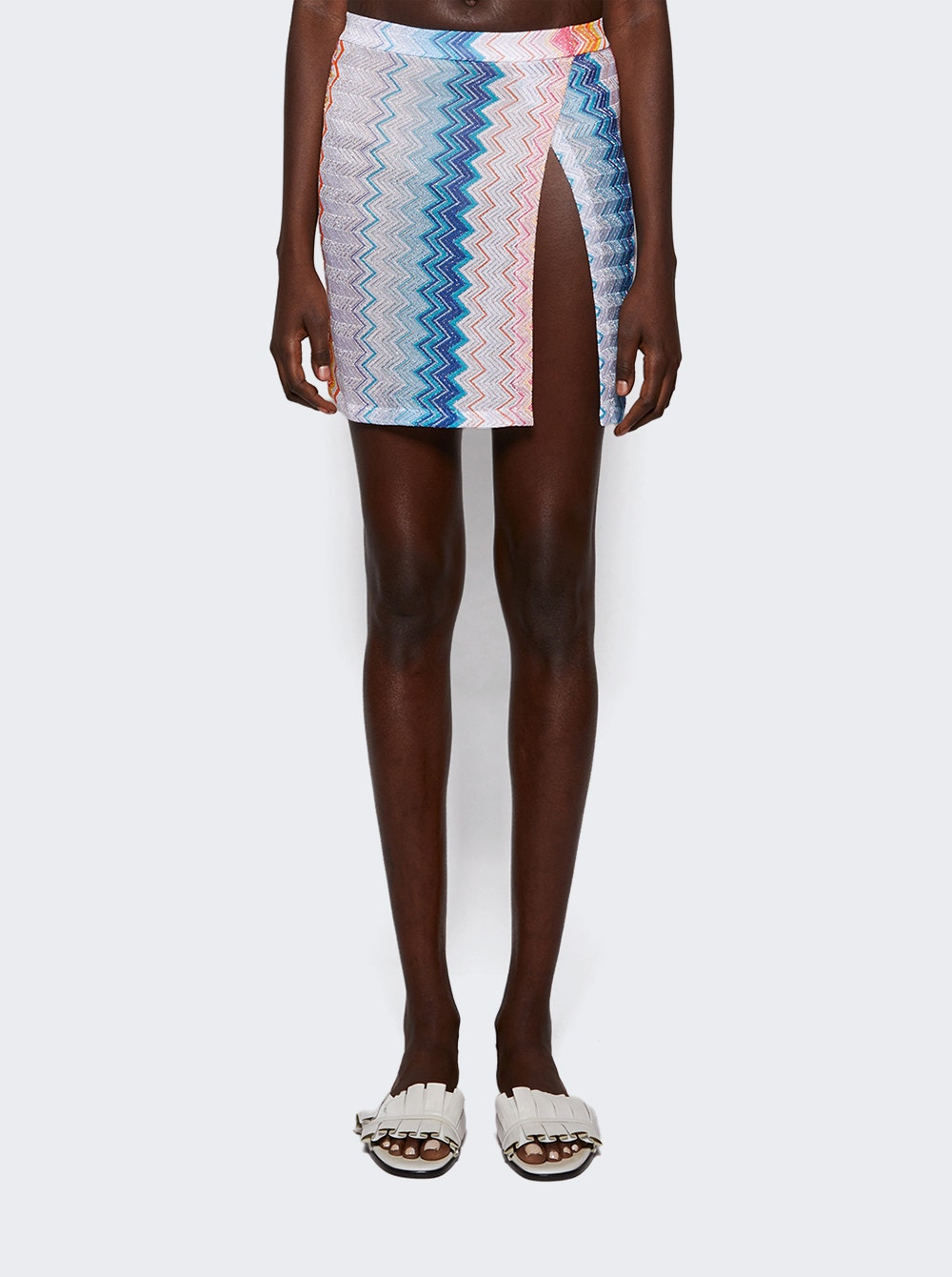 Zig-zag Lamé Sarong Skirt Shaded Fuchsia And Blue - 3