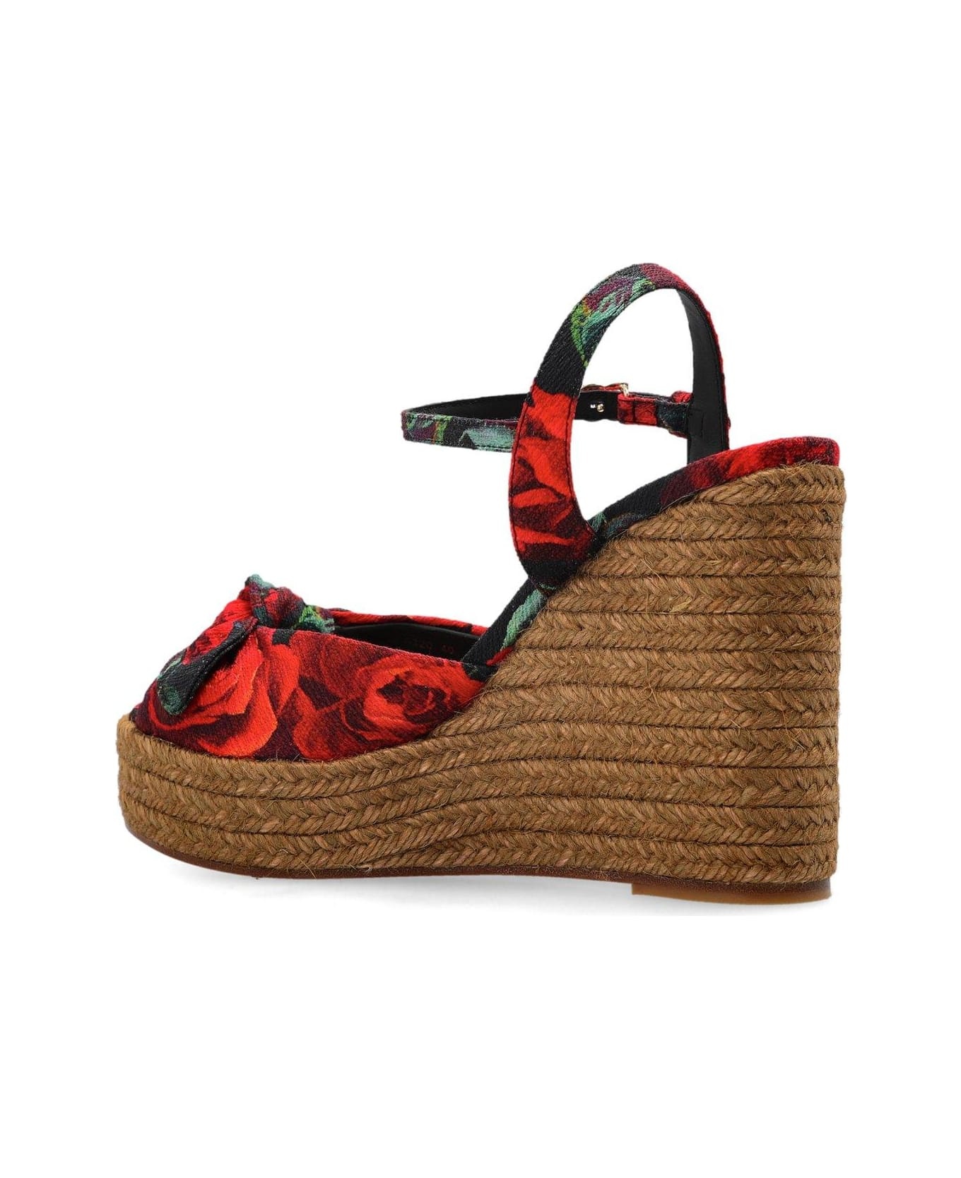 Floral Motif Wedge Sandals - 3