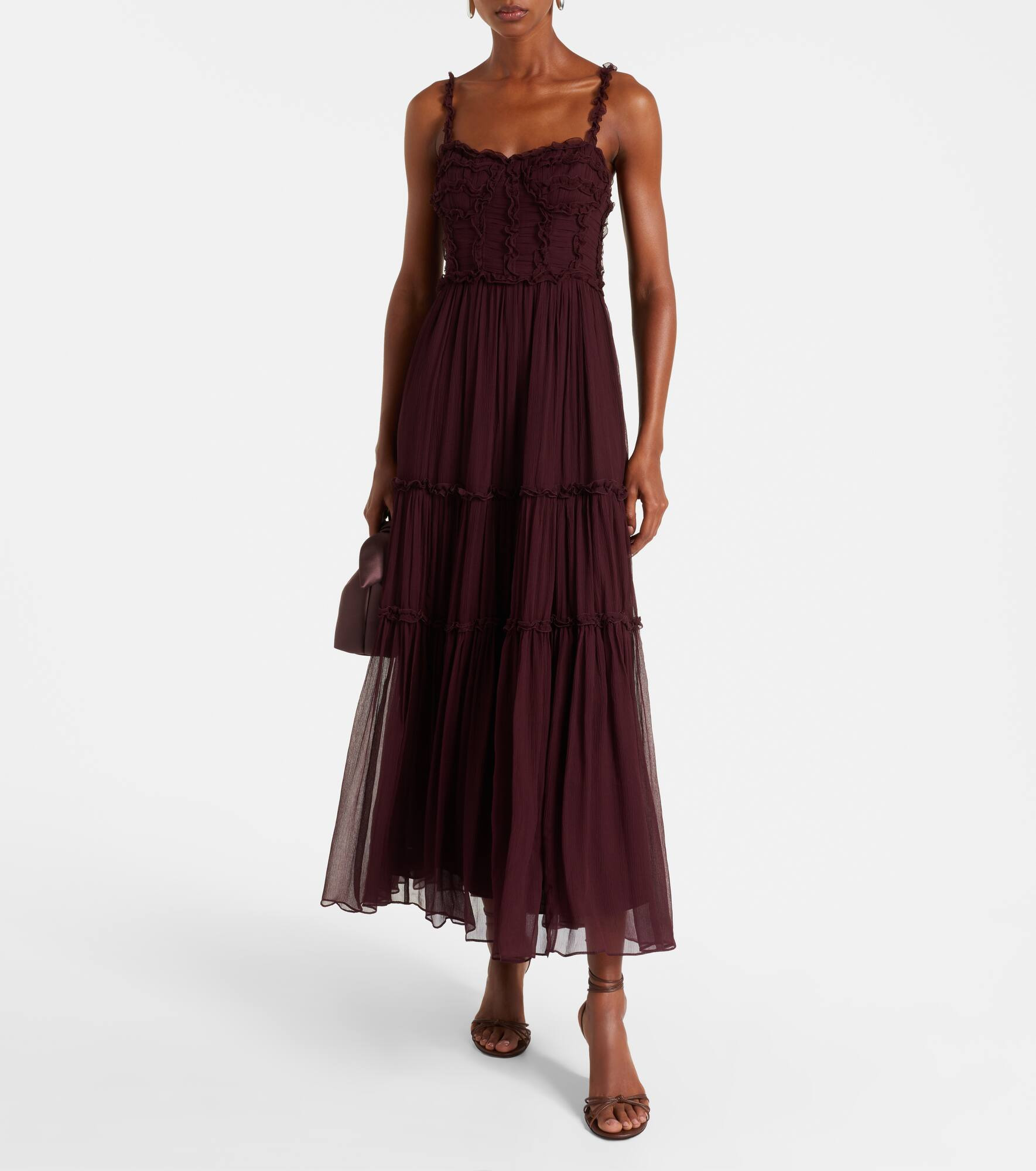Talitha ruffled silk chiffon midi dress - 2