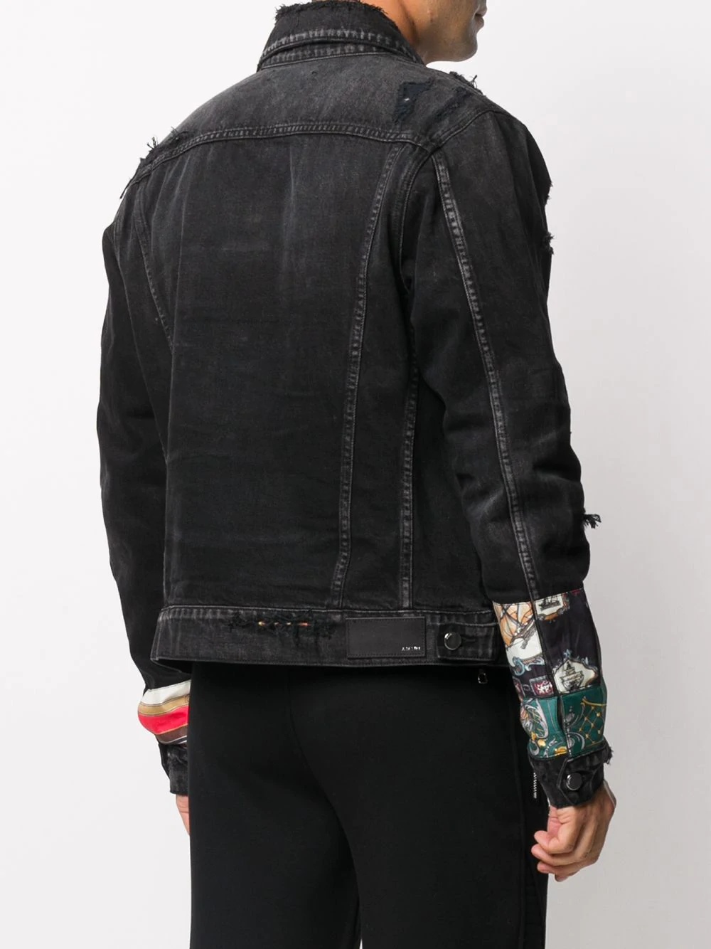 patchwork cuff denim jacket - 4