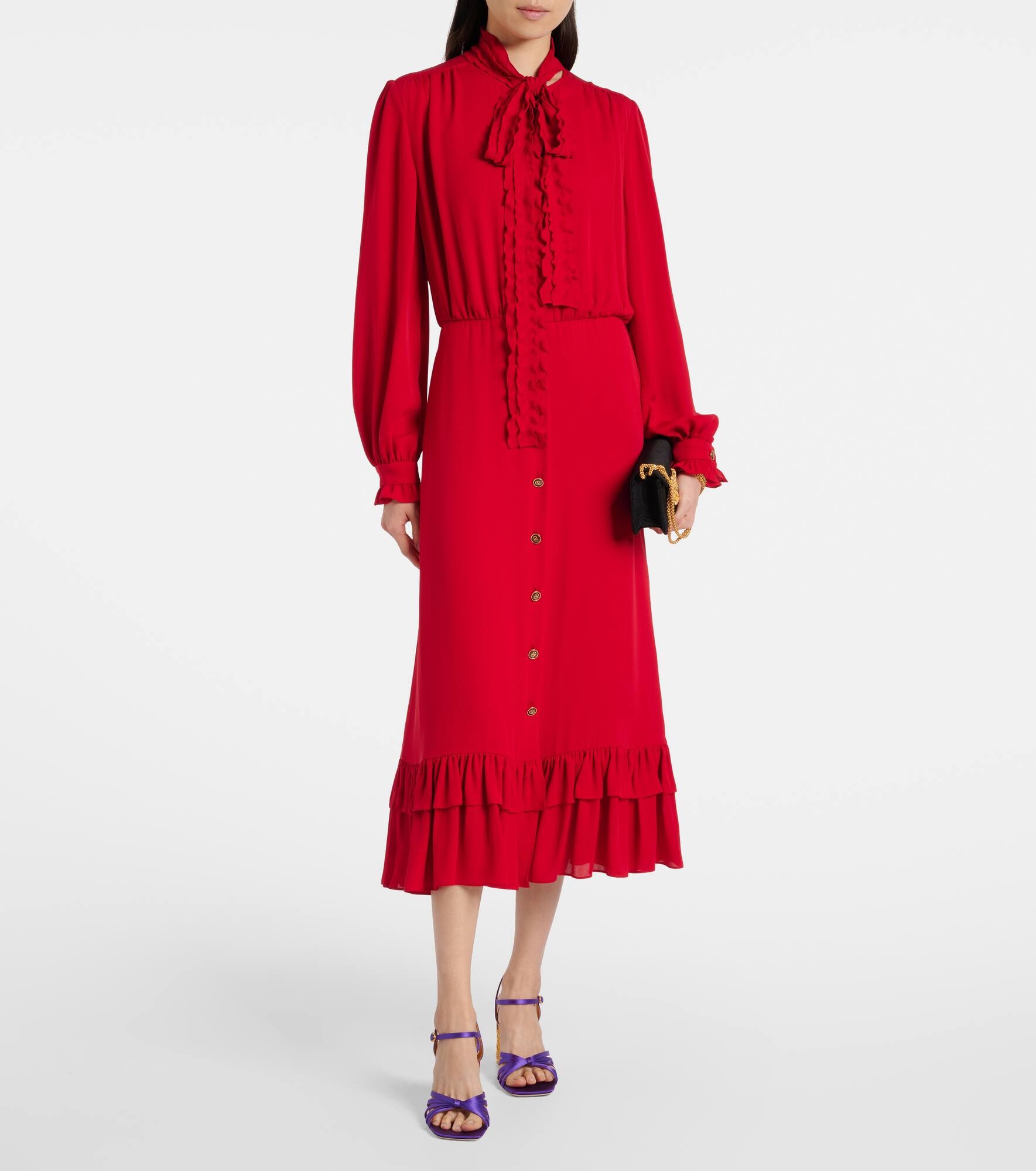 Ruffled silk georgette midi dress - 6