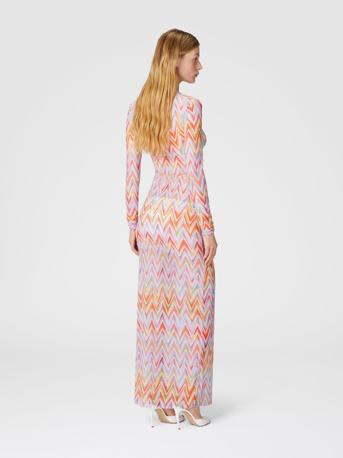 Fitted long cover-up in printed tulle - 3