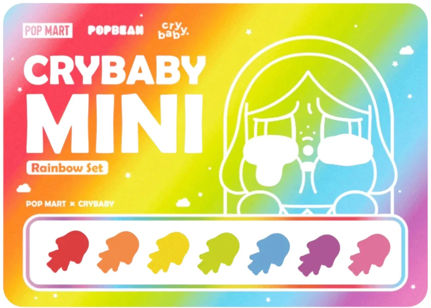 Pop Mart Pop Bean CRYBABY Mini Figure Set Rainbow Set - 1