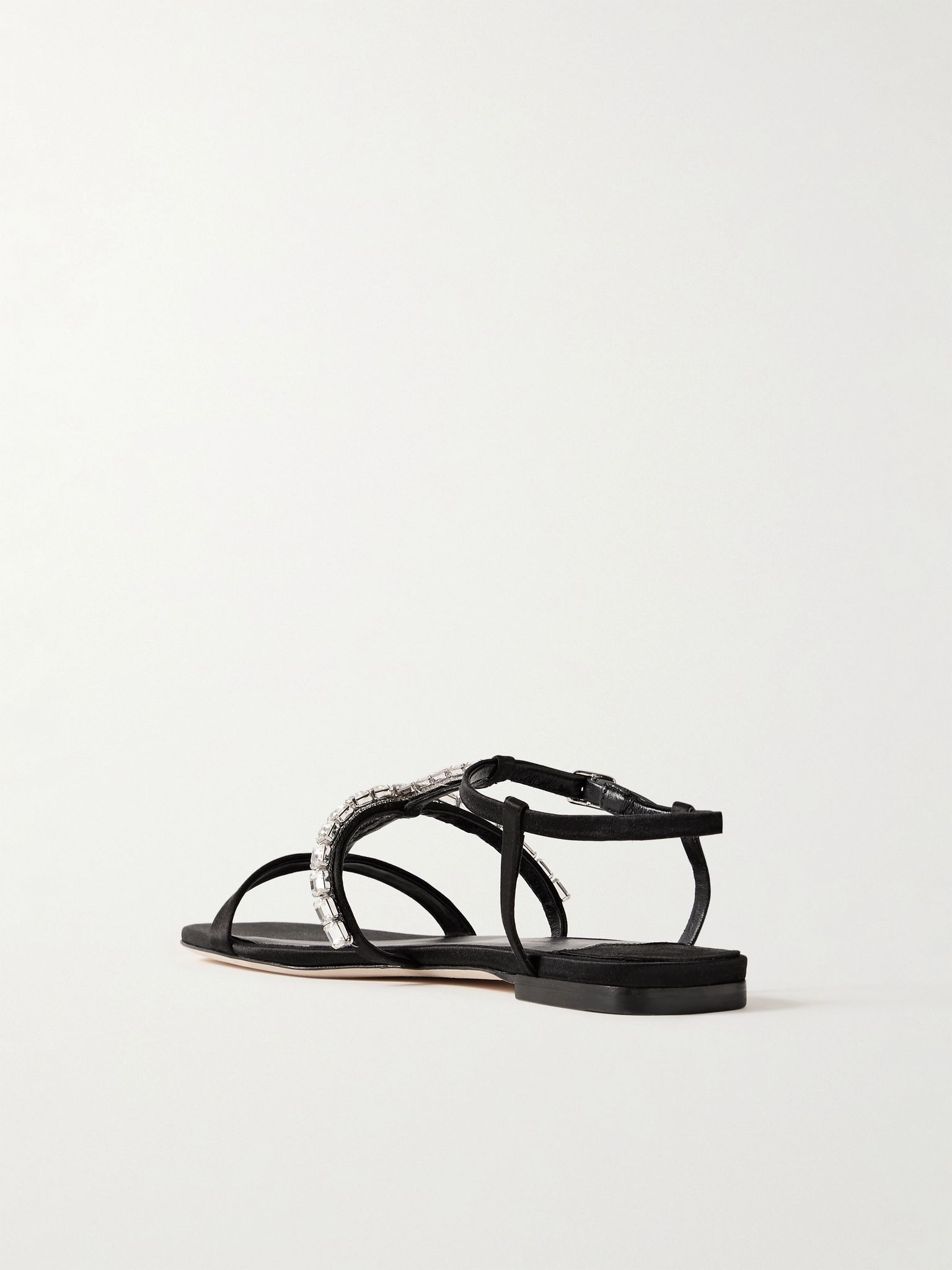 Gwyn crystal-embellished satin sandals Black - 3