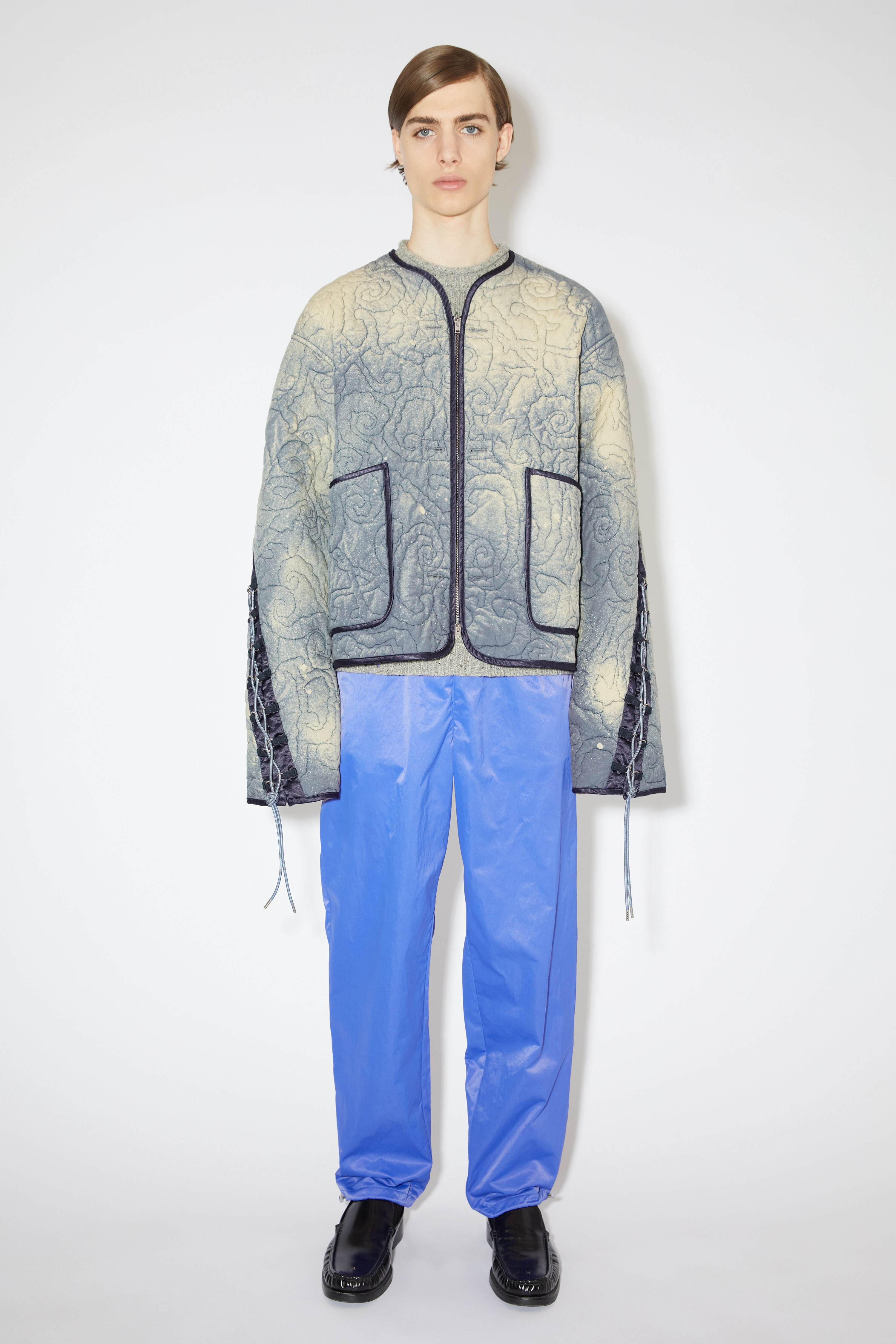 Lacing quilted jacket - Mid Blue - 2