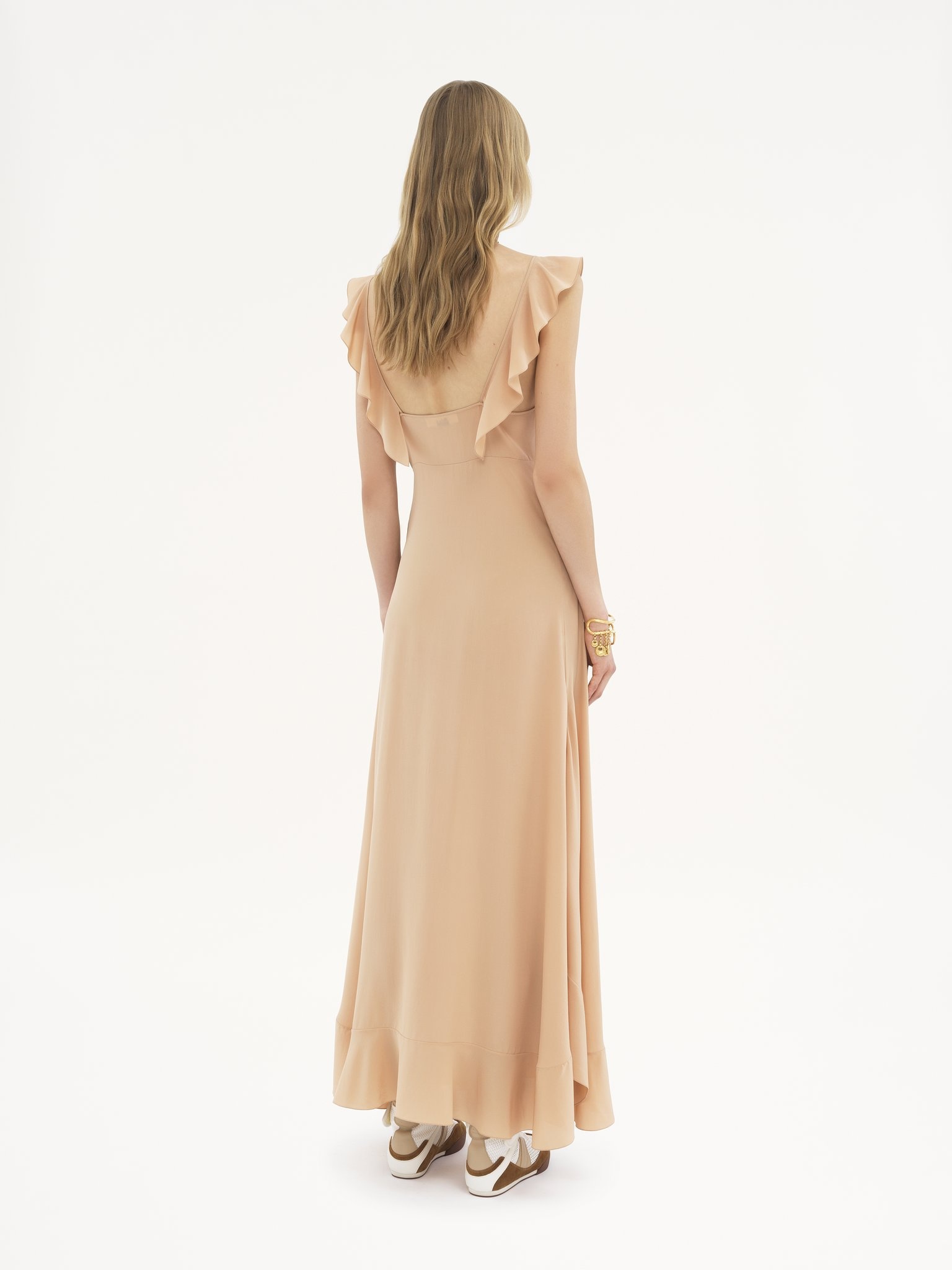 LONG SUN DRESS IN CRÊPE DE CHINE - 5