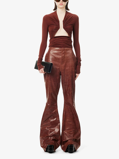 Rick Owens Dirt straight-leg high-rise crinkled leather trousers outlook