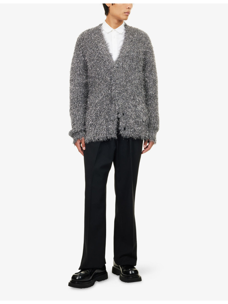 LACOSTE Metallic  V-Neck Textured Knitted Cardigan outlook