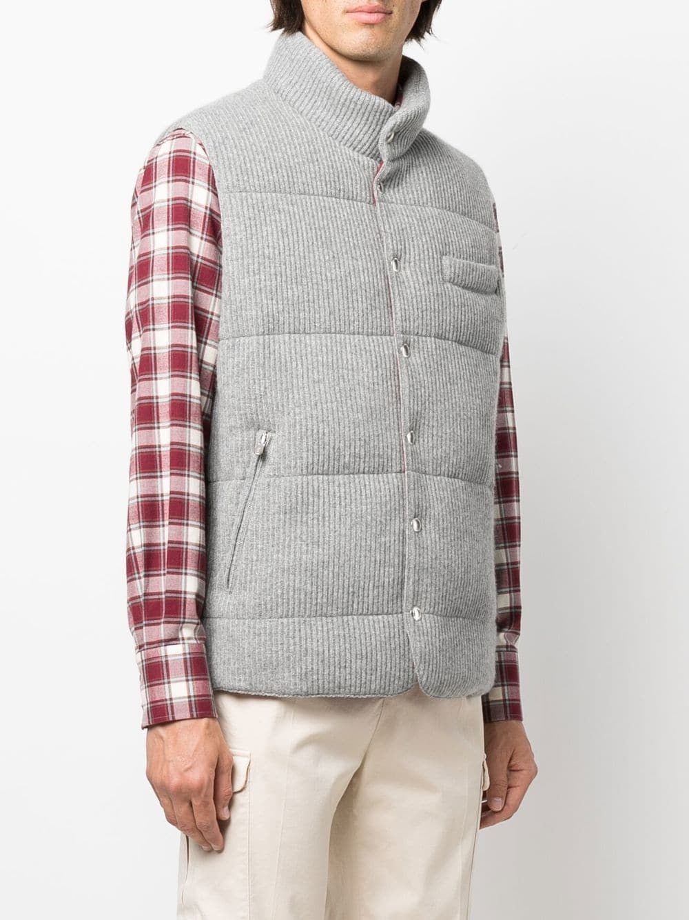 ribbed button-up gilet - 3