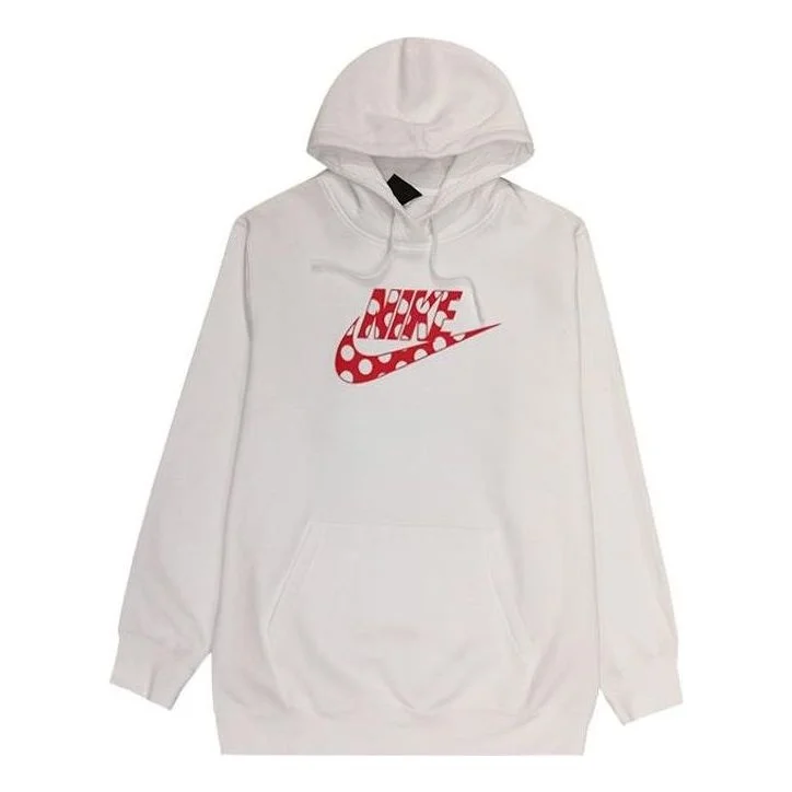 (WMNS) Nike Big Swoosh Dot Logo Pullover Hoodie 'White' CU4528-100 - 1