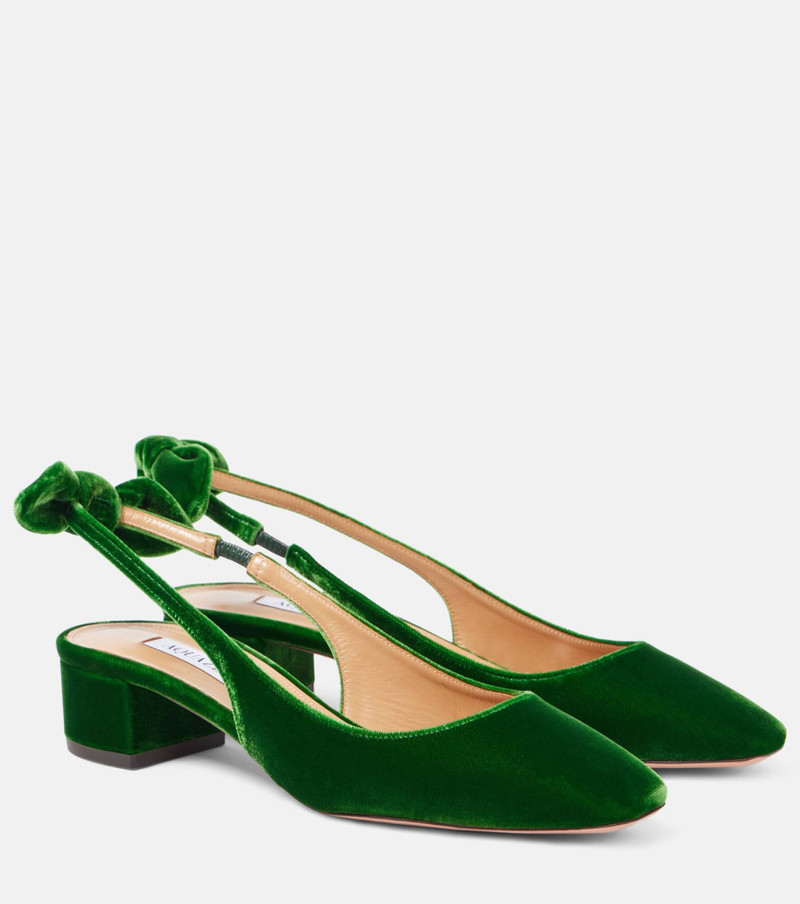Very Bow Tie 35 velvet slingback pumps - 1