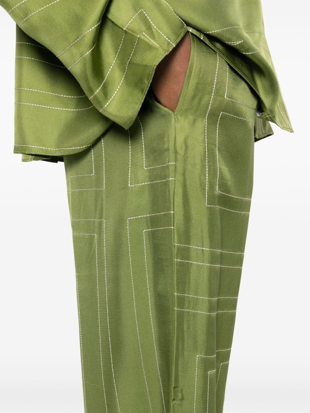 monogram silk straight-leg trousers - 5