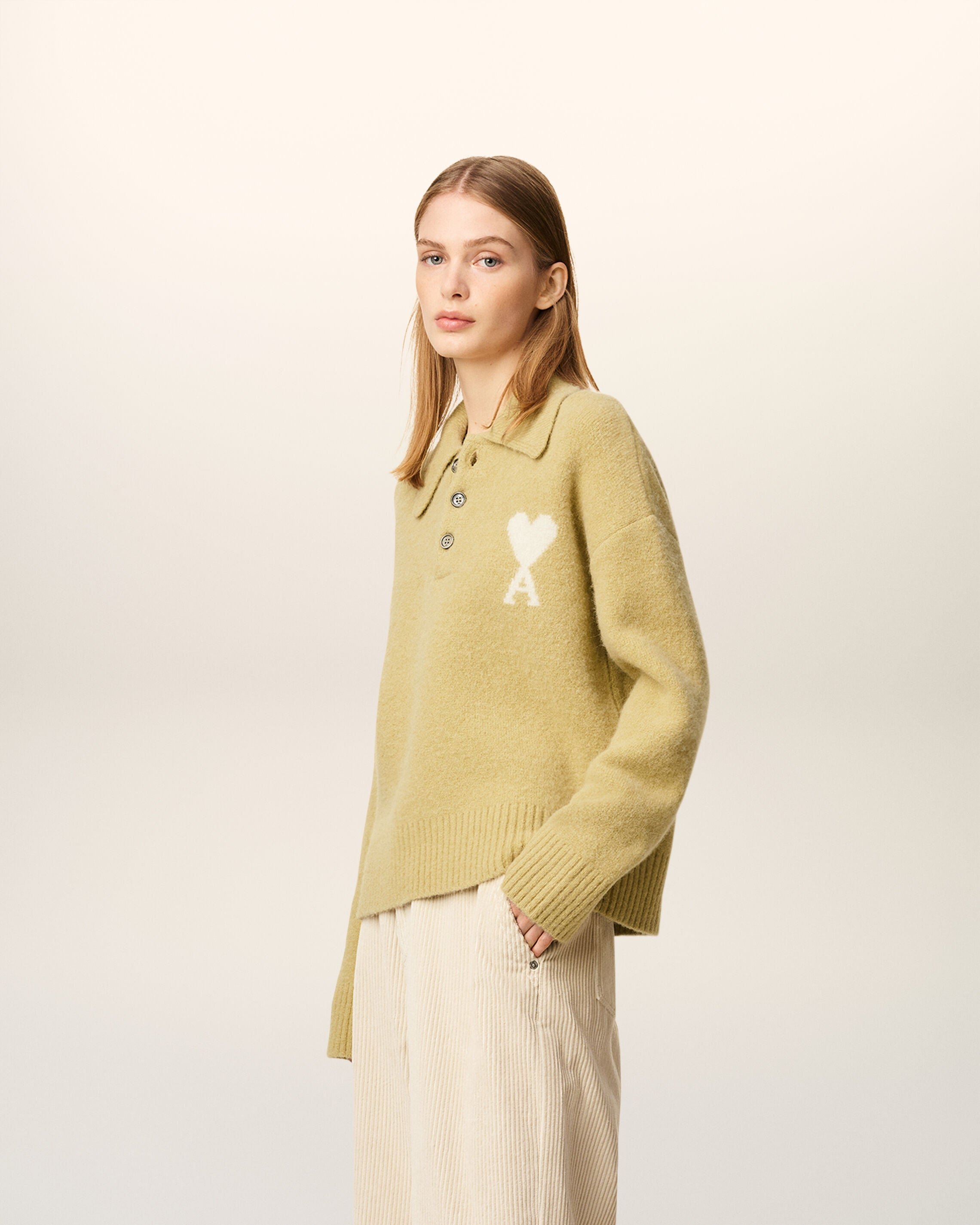 YELLOW ALPACA LONG  SLEEVES AMI DE COEUR POLO - 6