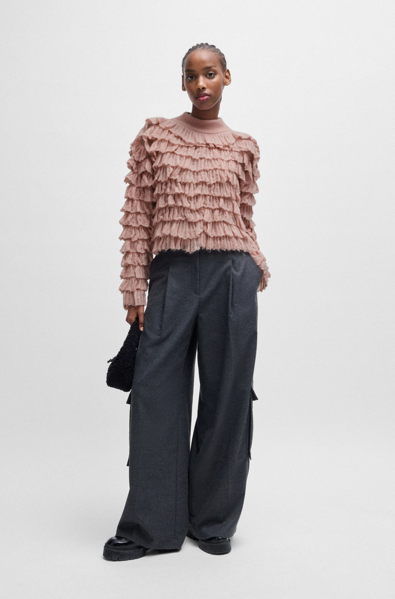HUGO OVERSIZE-FIT MOCK-NECK SWEATER WITH FRILLED STRUCTURE outlook