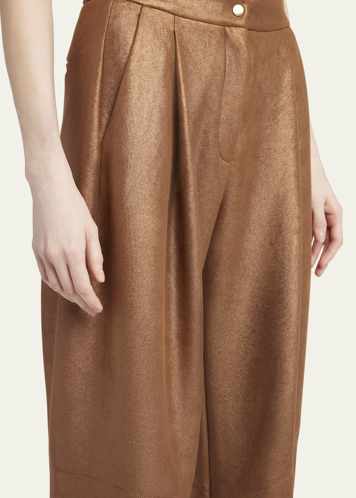 Metallic-Coated Jersey Trousers - 5