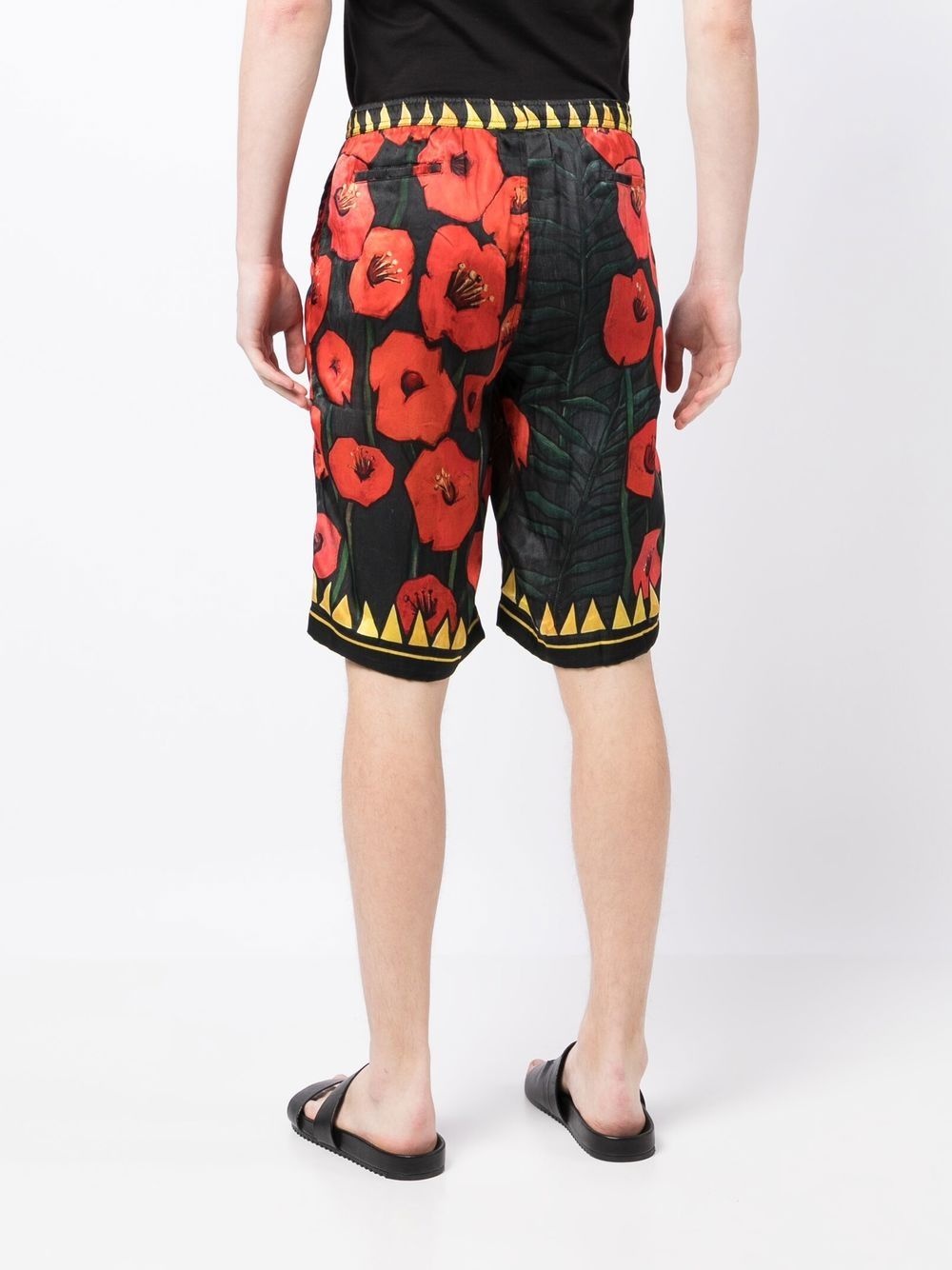 floral-print silk shorts - 4