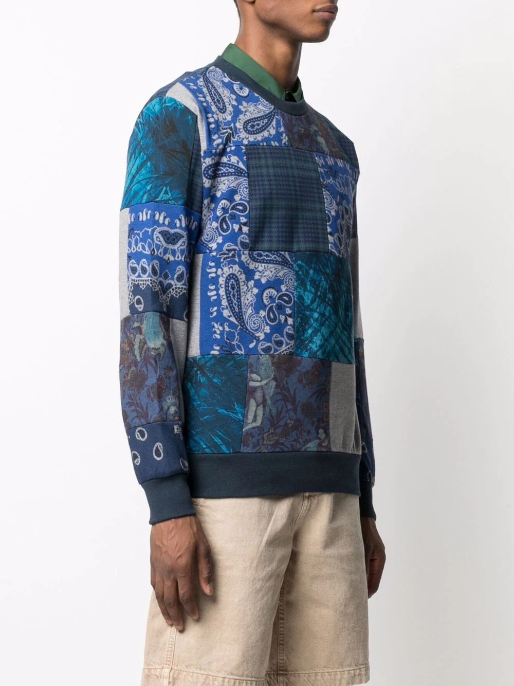 patchwork crew-neck sweatshirt - 3