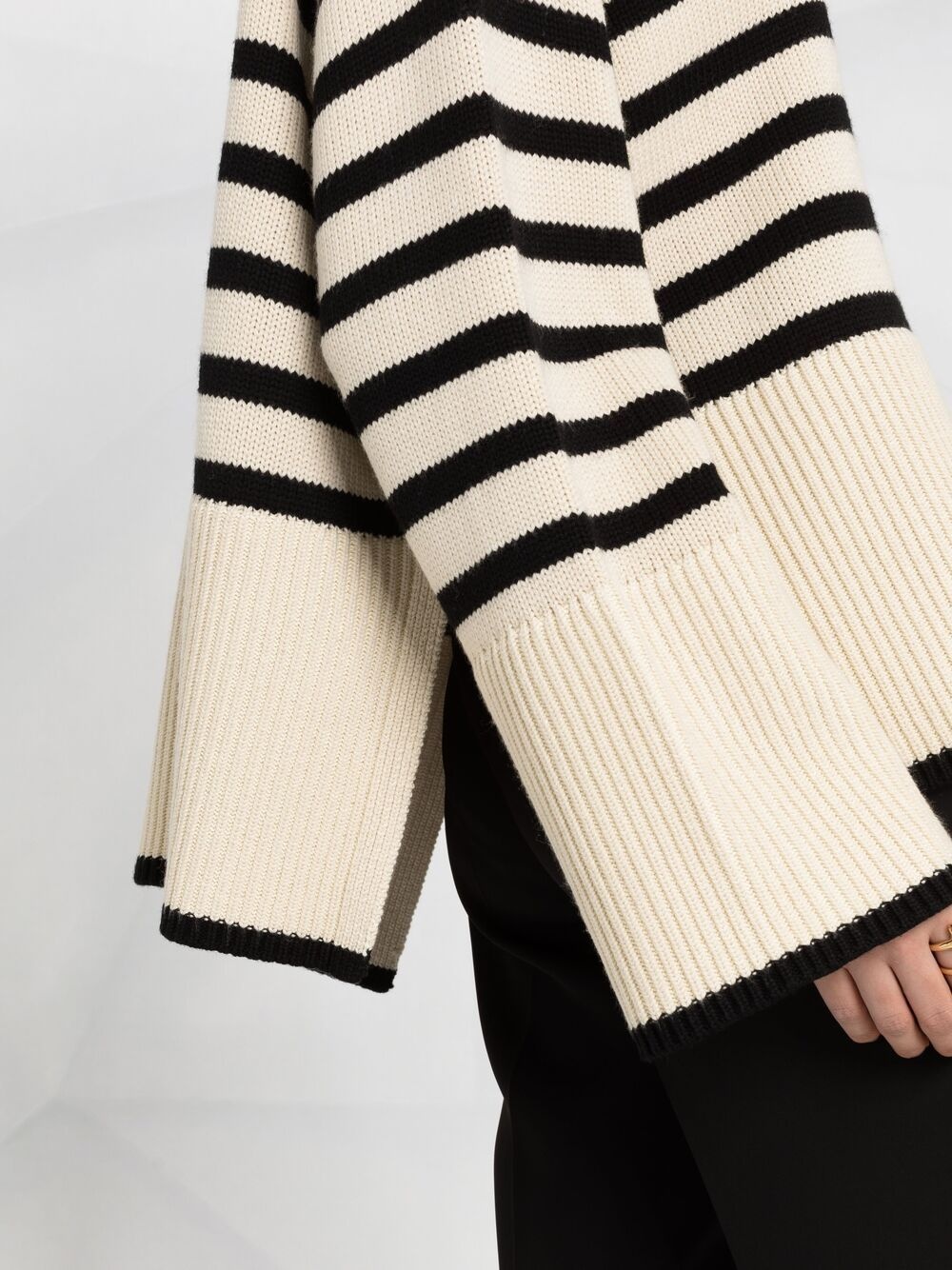 Wool striped turtle-neck jumper - 4