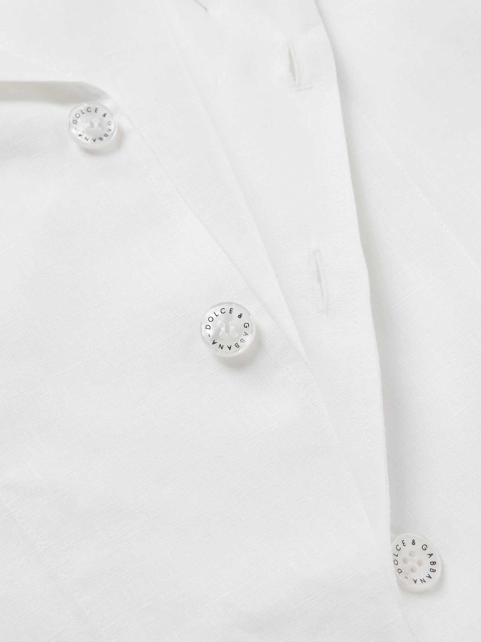 Camp-Collar Linen-Canvas Shirt White - 4
