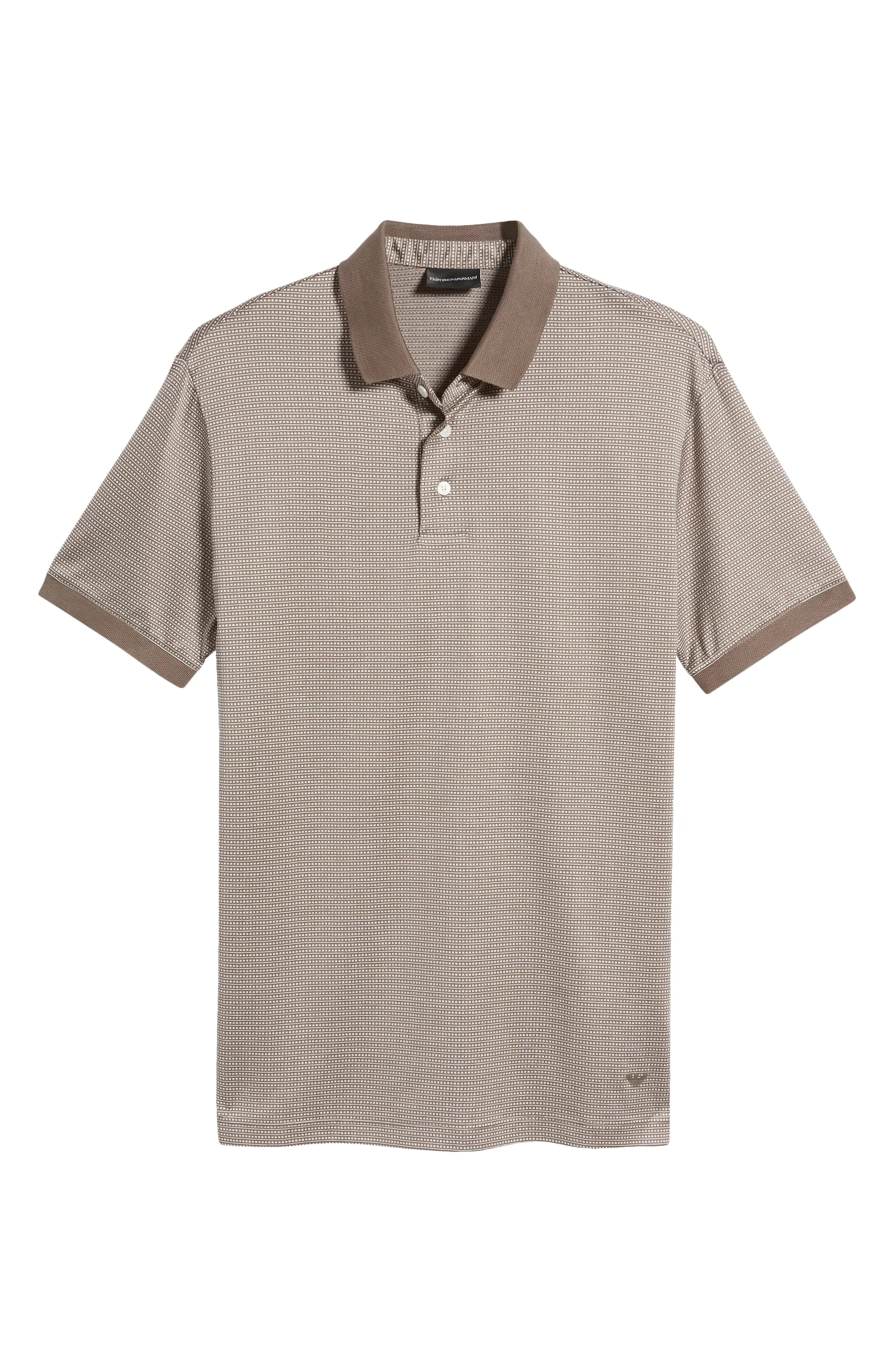 Micro Pattern Polo in Brown/Off White - 5