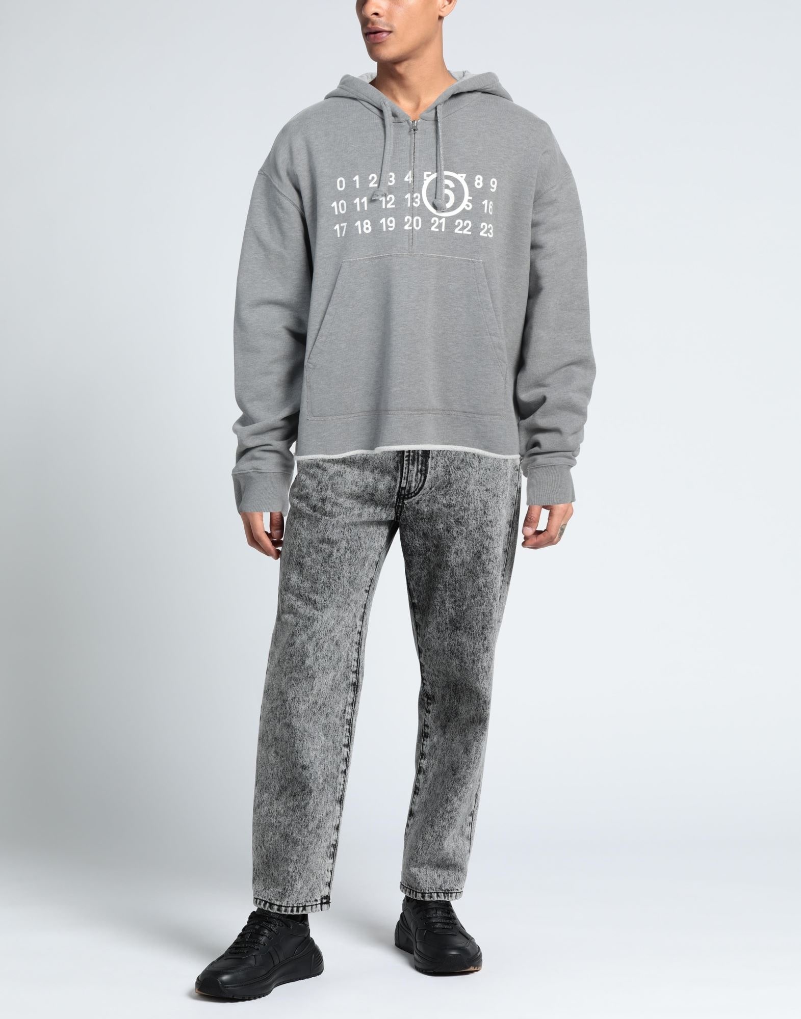 MM6 Maison Margiela Gray Half-Zip Hoodie | REVERSIBLE