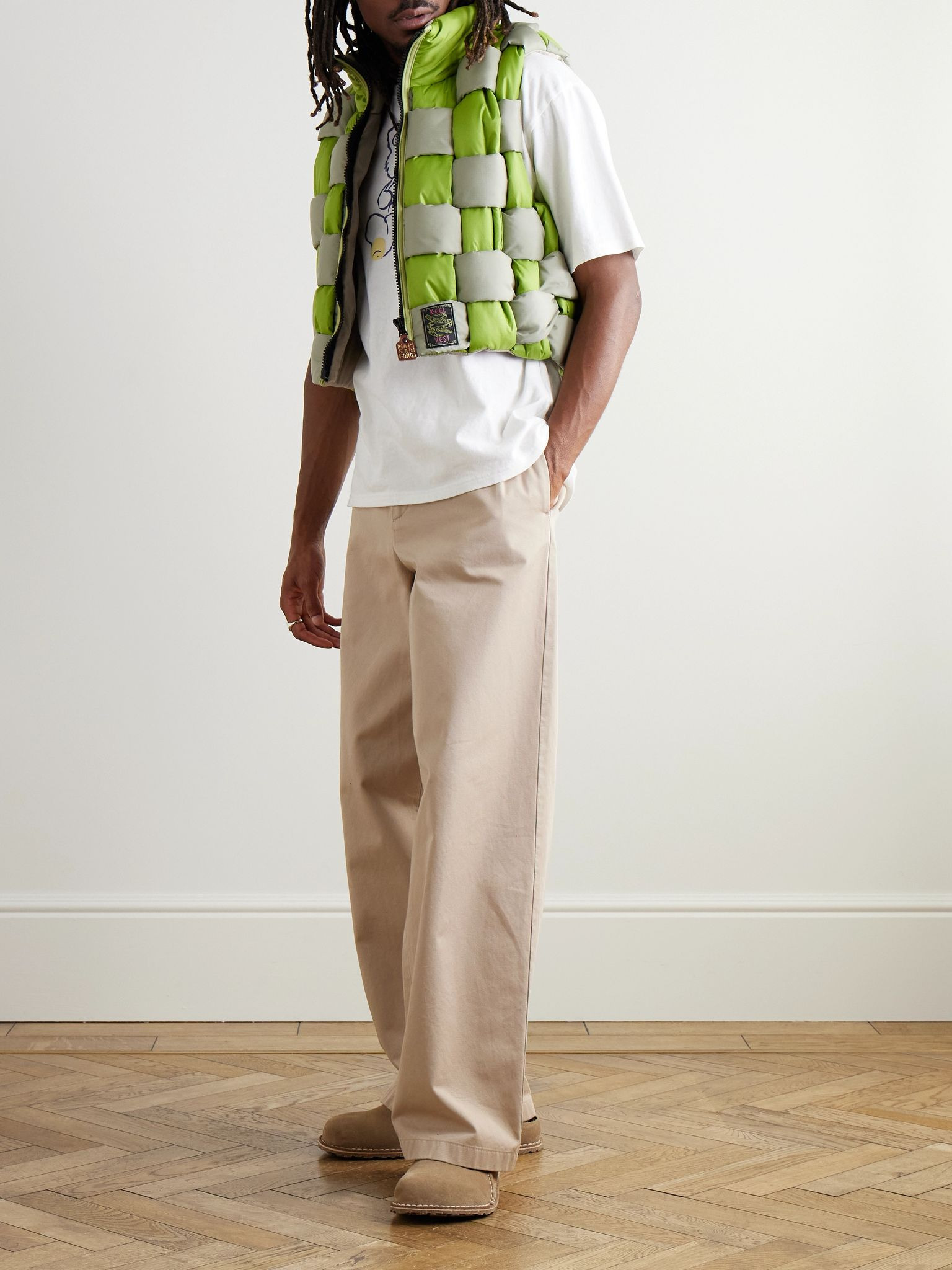 Cropped Reversible Quilted Padded Shell Gilet Green - 2