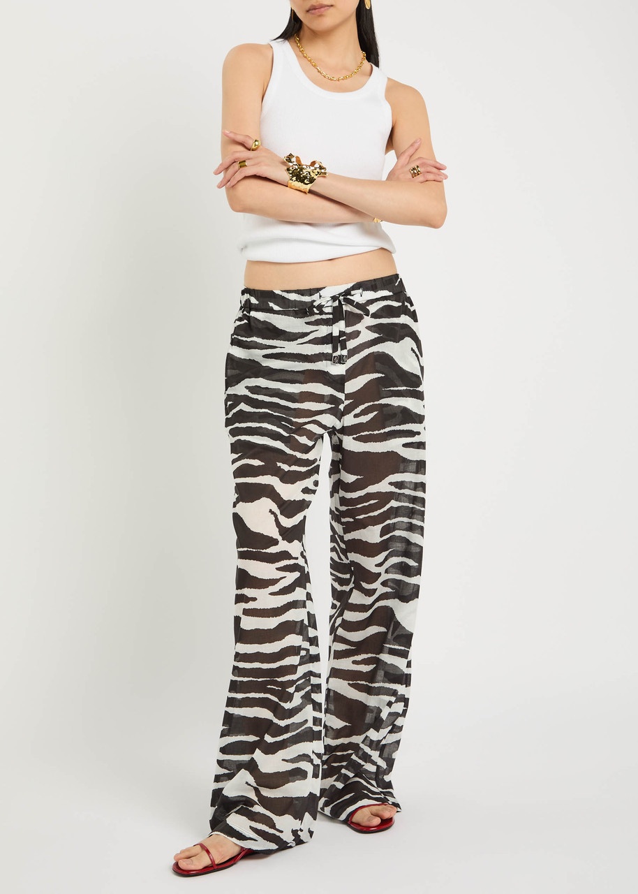The Attico Zebra-print Sheer Cotton Trousers - 4