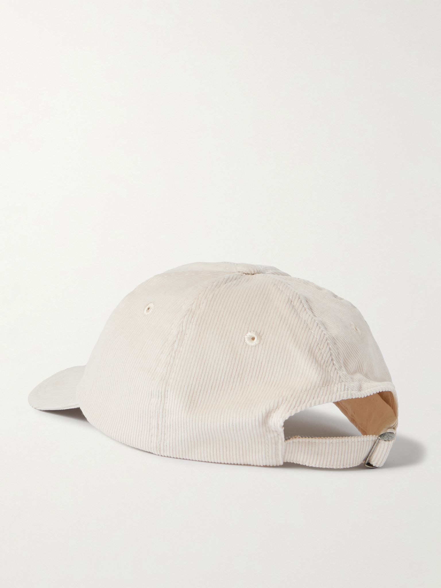 Logo-Appliquéd Cotton-Corduroy Baseball Cap Cream - 3