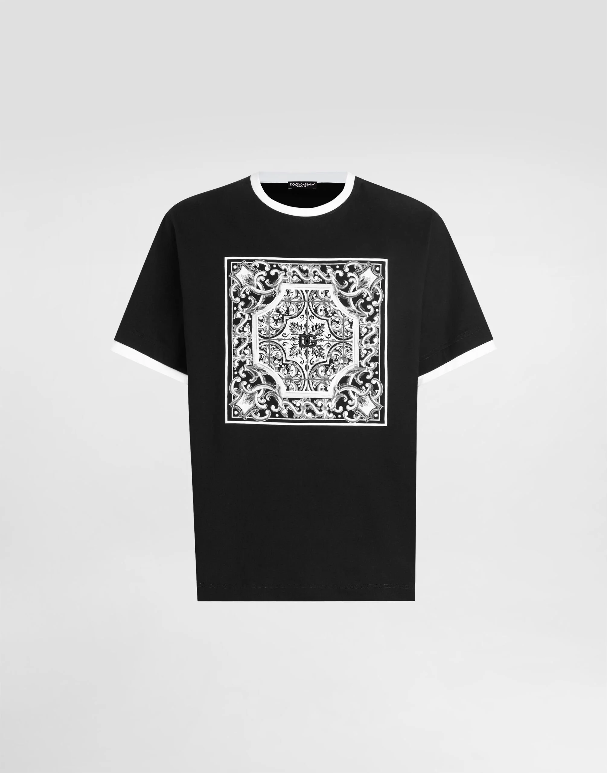 cotton t-shirt with print and embroidery - 1