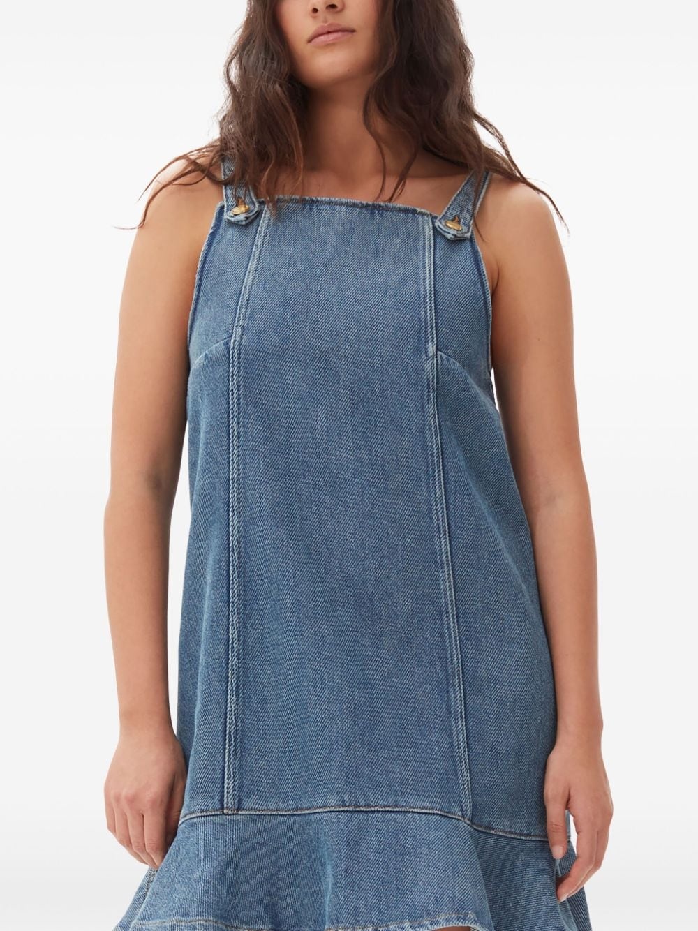 flared-hem denim mini dress - 5