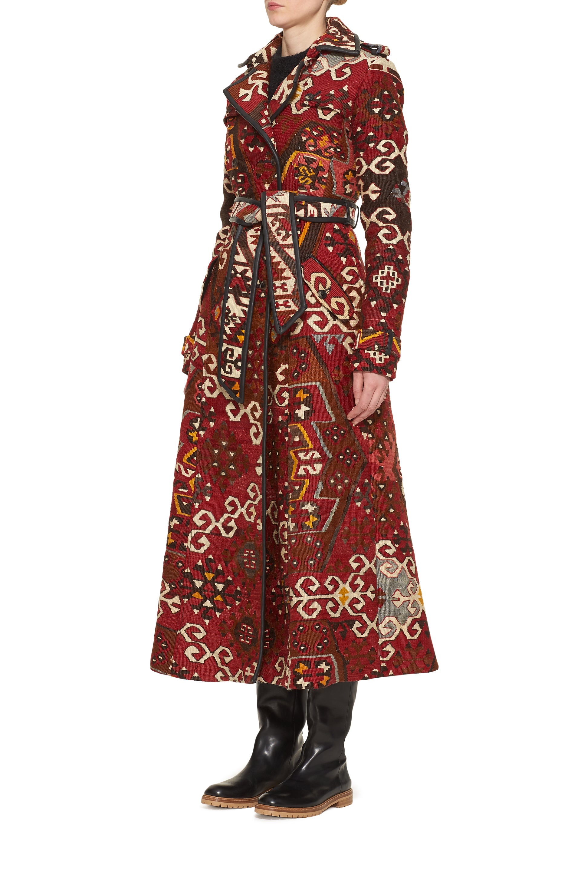 Casatt Military Coat in Patchwork Textiles - 3