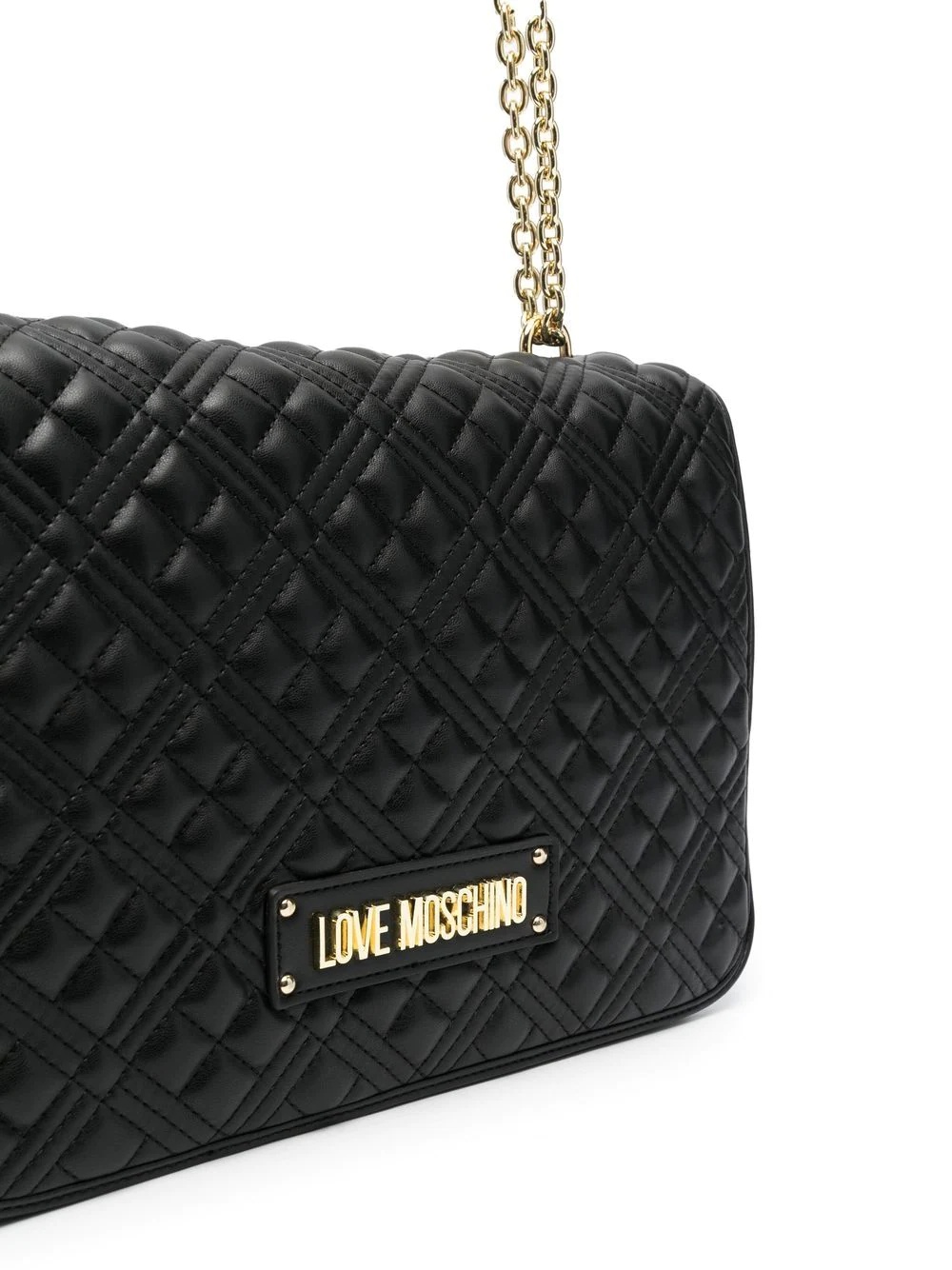 logo-lettering quilted shoulder bag - 4