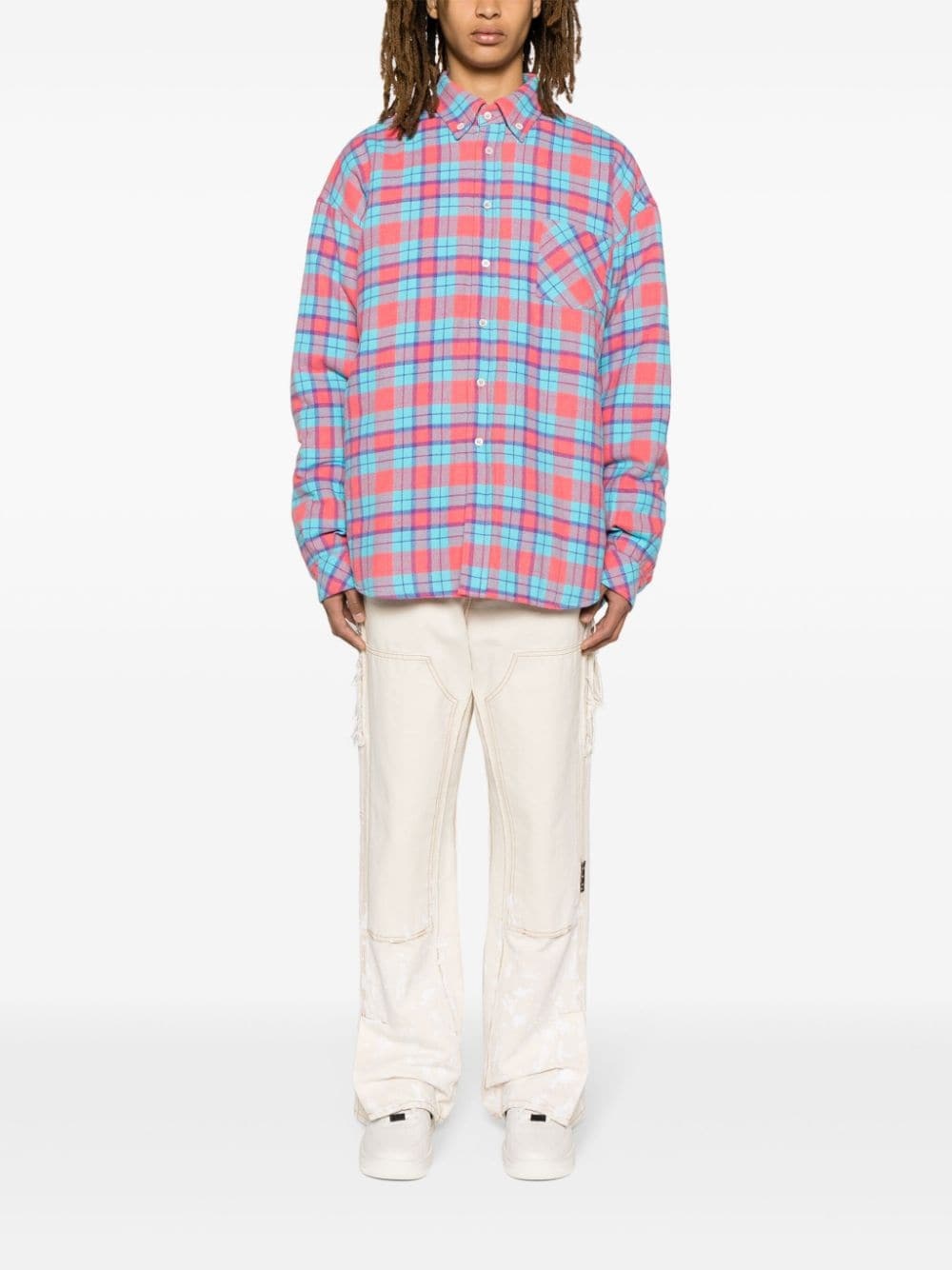 plaid-check padded shirt - 2
