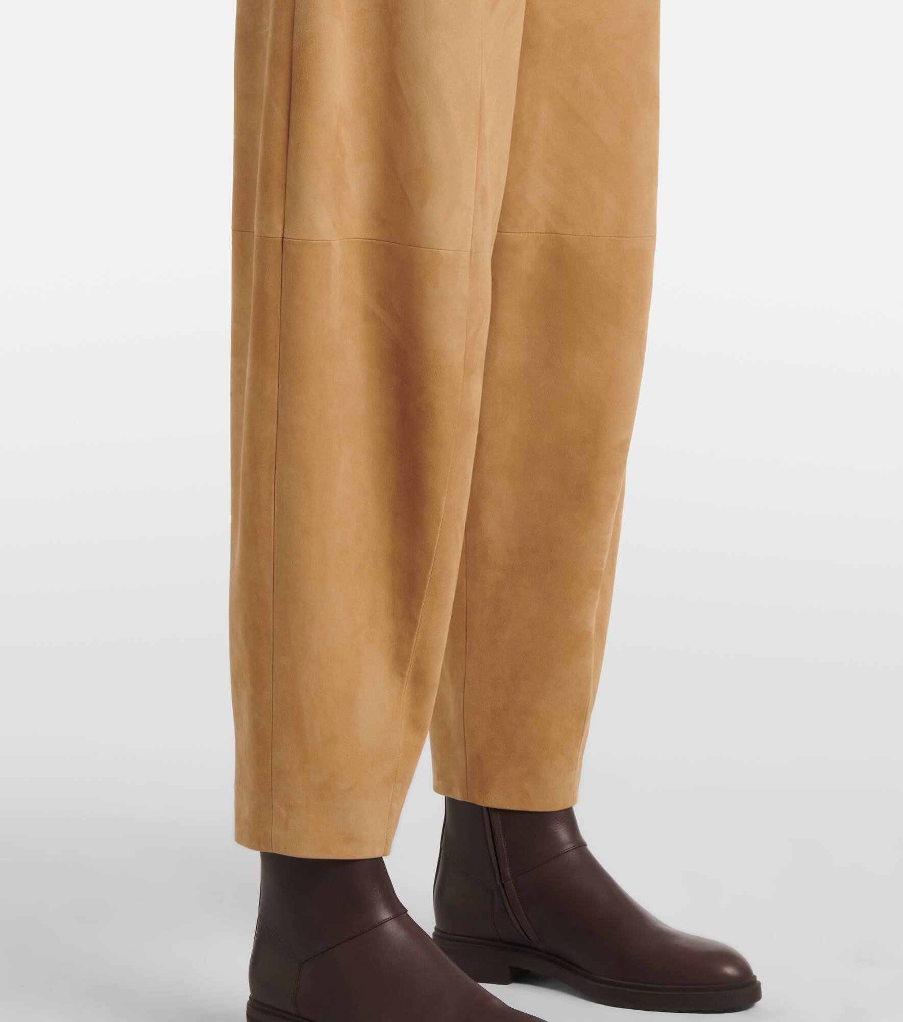 High-rise suede tapered pants - 5