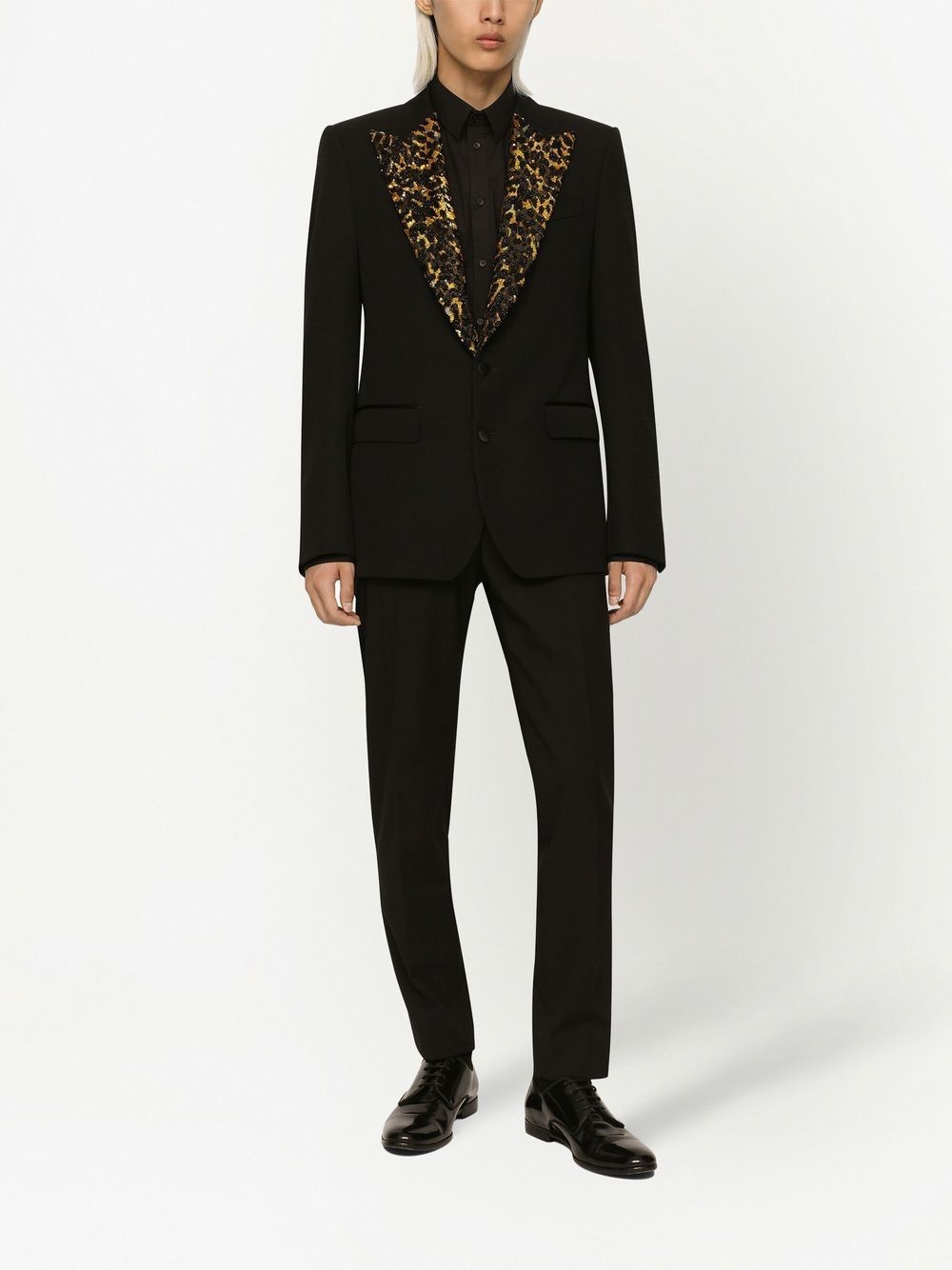 leopard-print lapels single-breasted blazer - 3