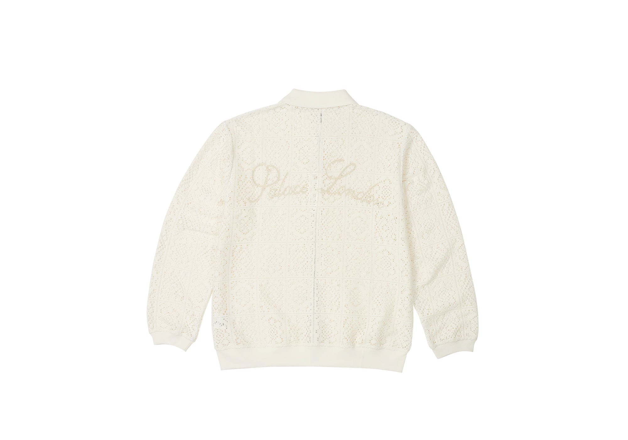 PALACE CROCHET ZIP LONGSLEEVE POLO WHITE | REVERSIBLE