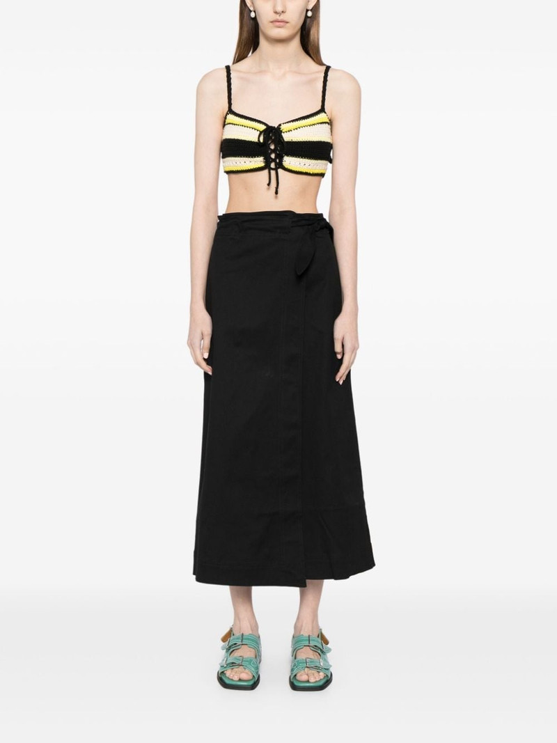 GANNI wrap-around A-line midi skirt outlook