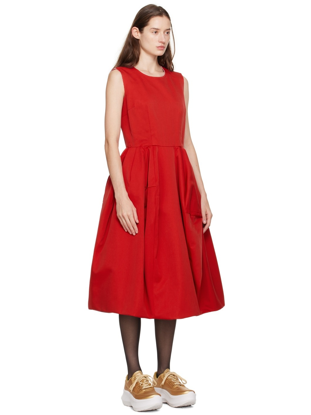 Red Structured Midi Dress - 2